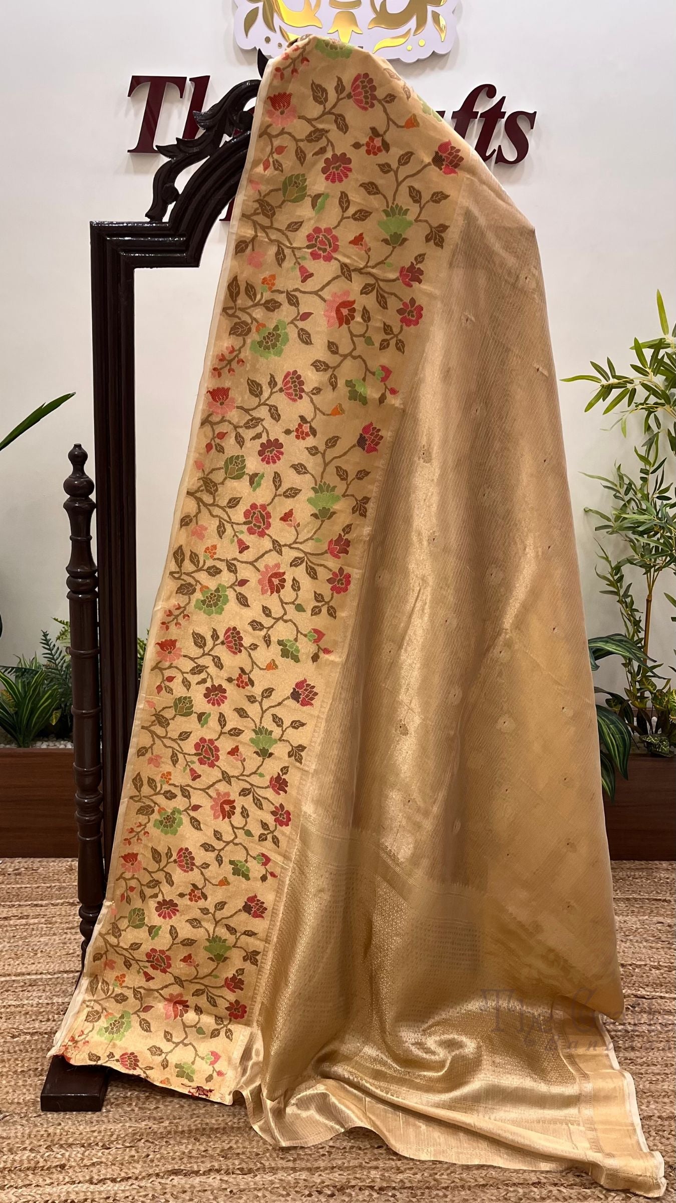 Pure Zari Kota Tissue Silk Handloom  Banarasi Saree - Meenakari