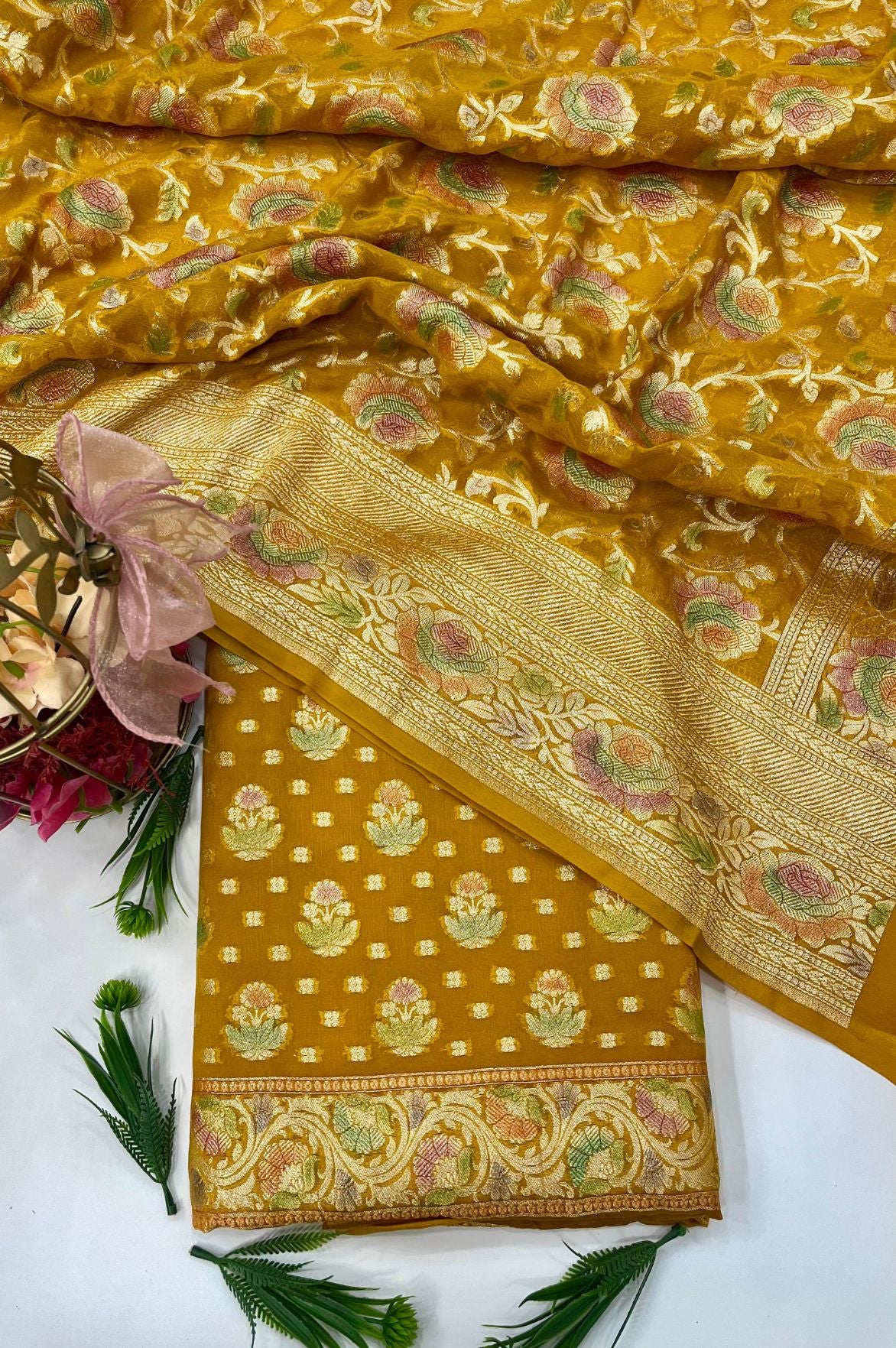 Khaddi Georgette Banarasi Dress Material