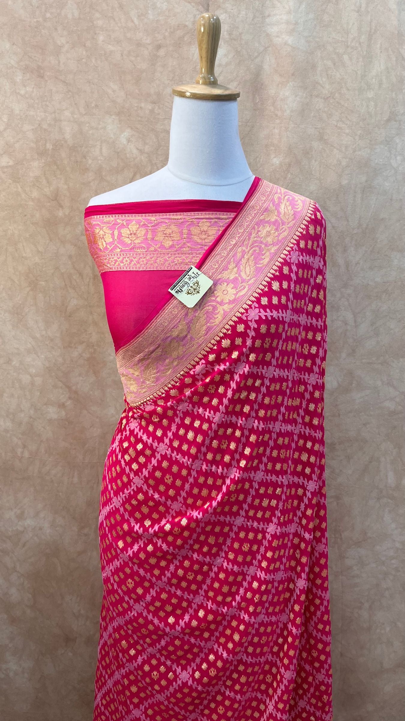 Khaddi Georgette Handloom Banarasi Saree - With sona roopa jaal work