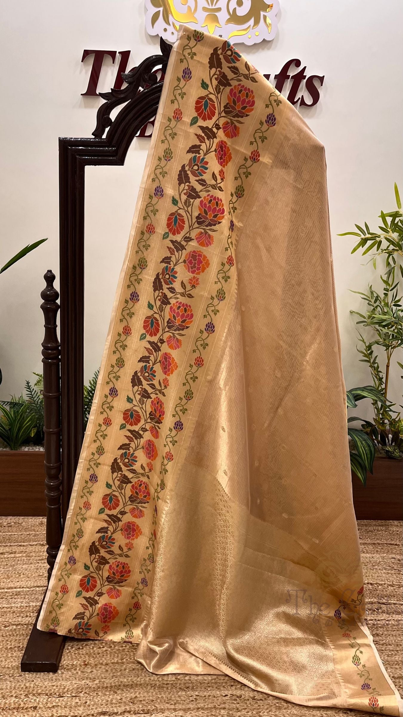 Pure Zari Kota Tissue Silk Handloom  Banarasi Saree - Meenakari