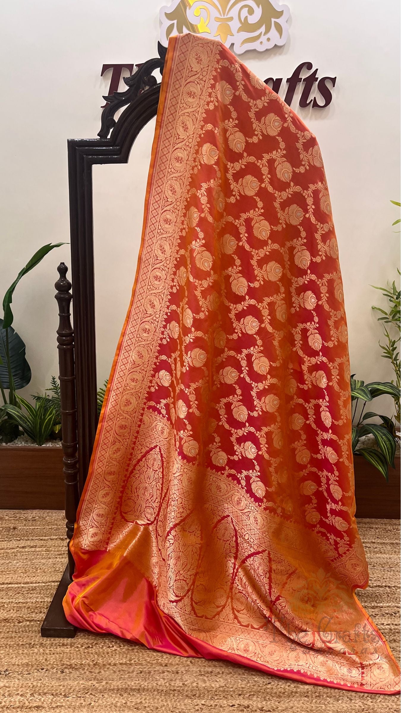 Pure Katan Silk Handloom Banarasi Saree - All Over Sona Rupa Jaal Work