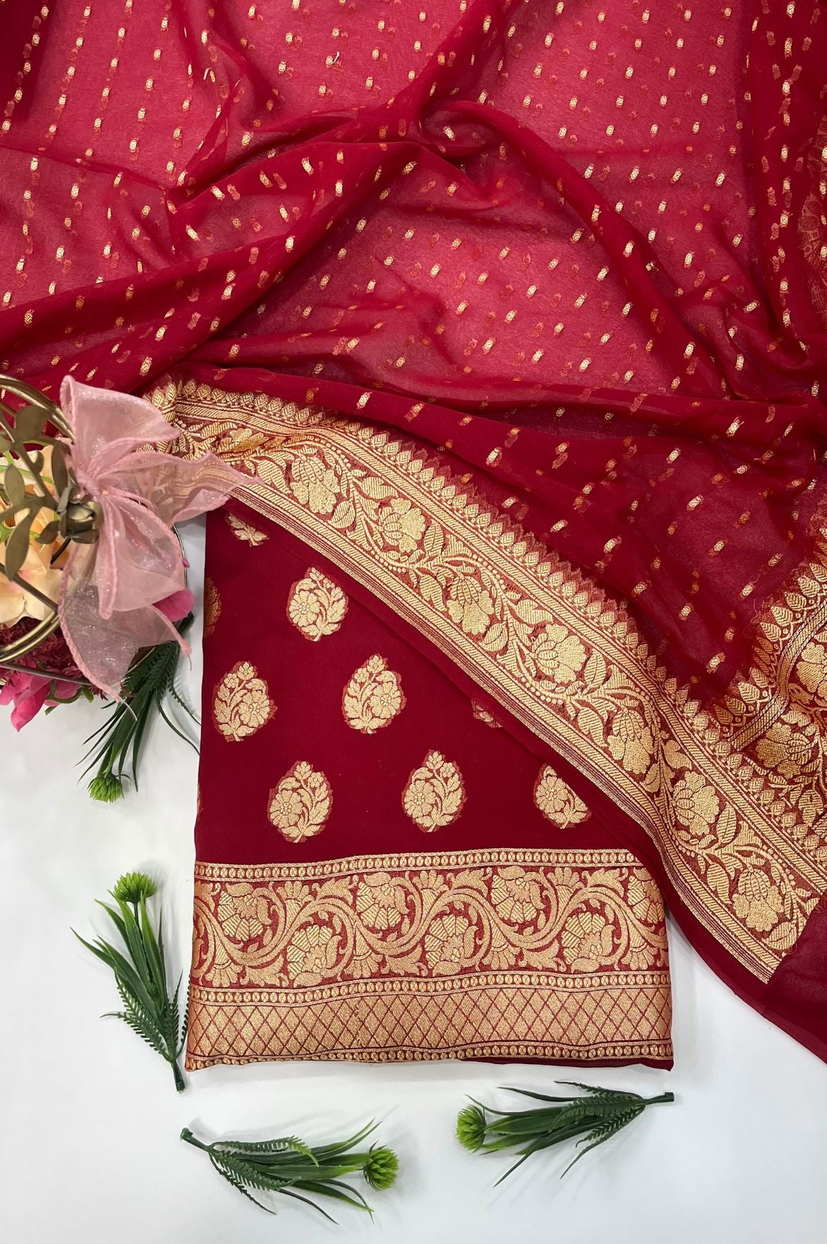 Khaddi Georgette Banarasi Dress Material