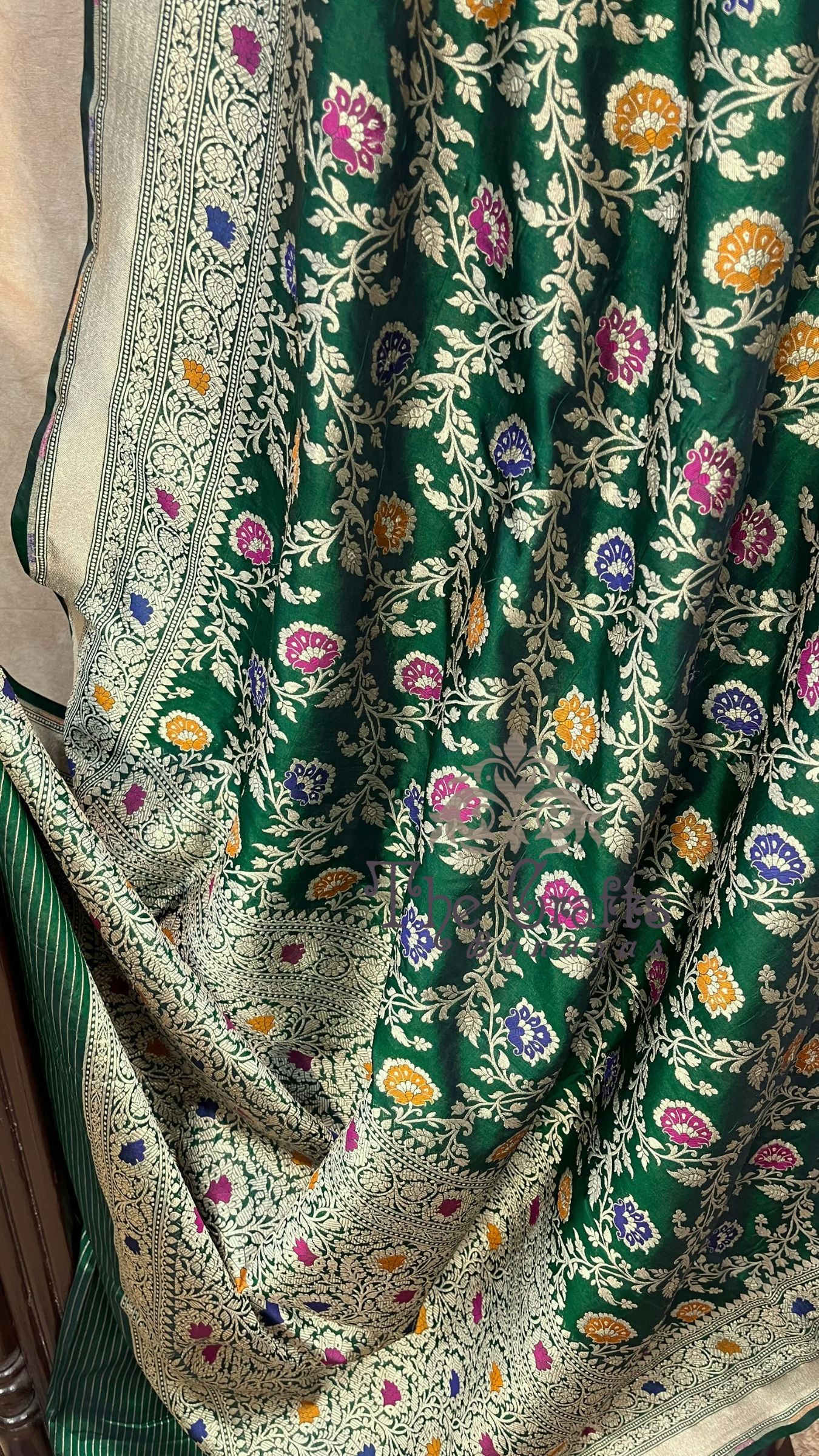 Pure Katan Silk Handloom Banarasi Saree - All over Meenakari Jaal work