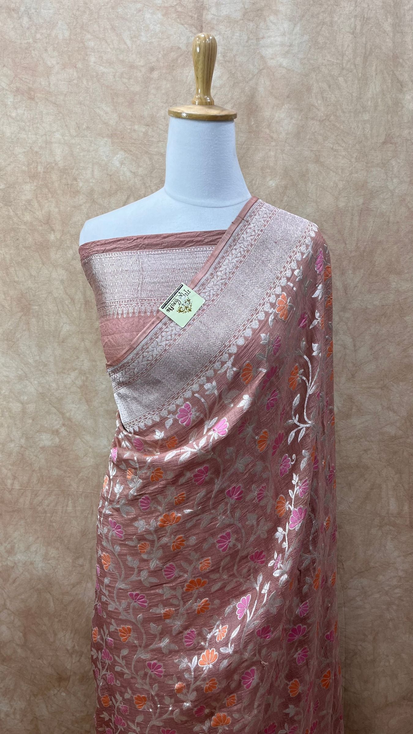 Tussar Georgette Handloom Banarasi Saree - Meenakari