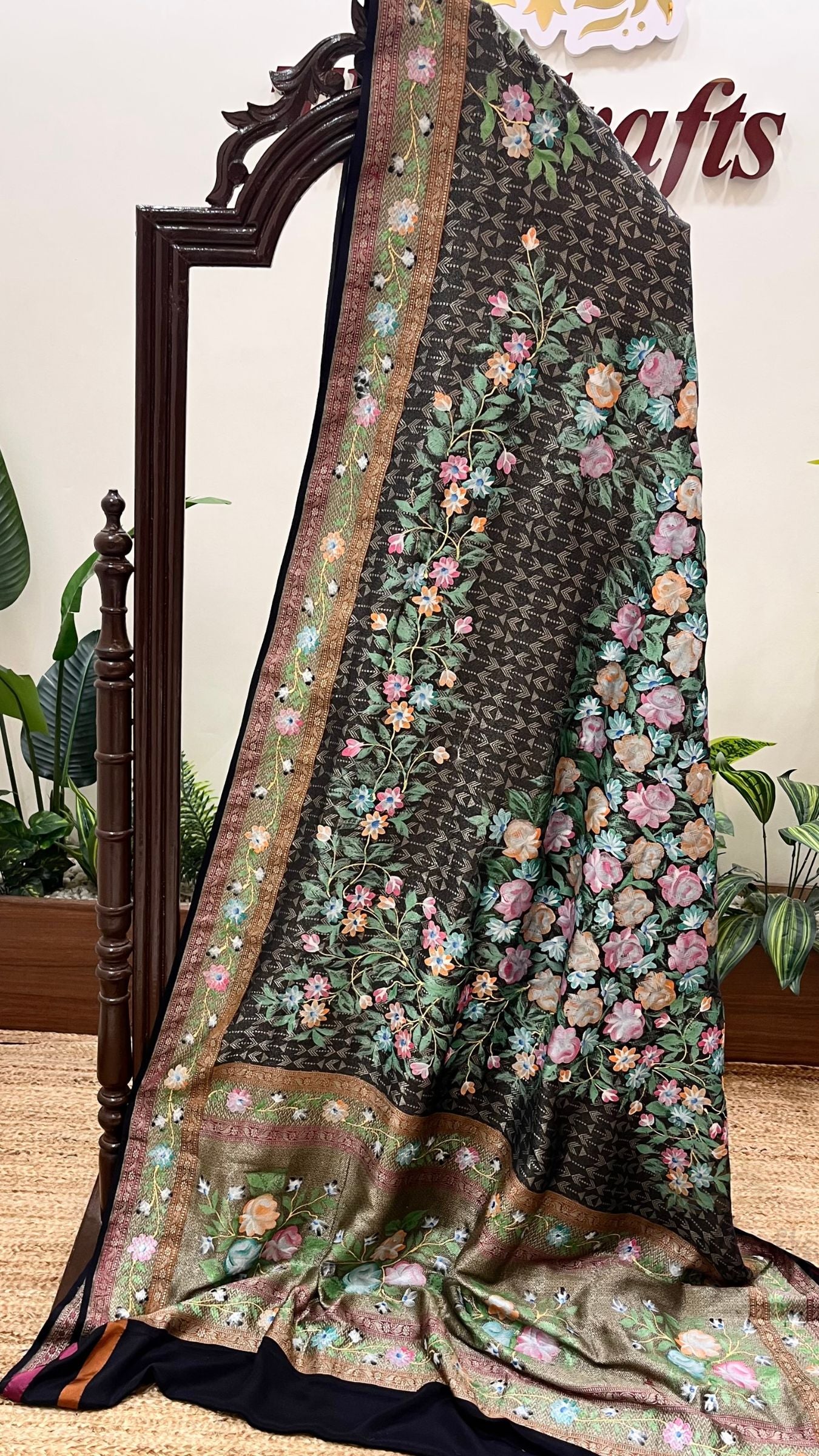 Pure Katan Georgette Silk Handloom Banarasi Saree - with Digital Print