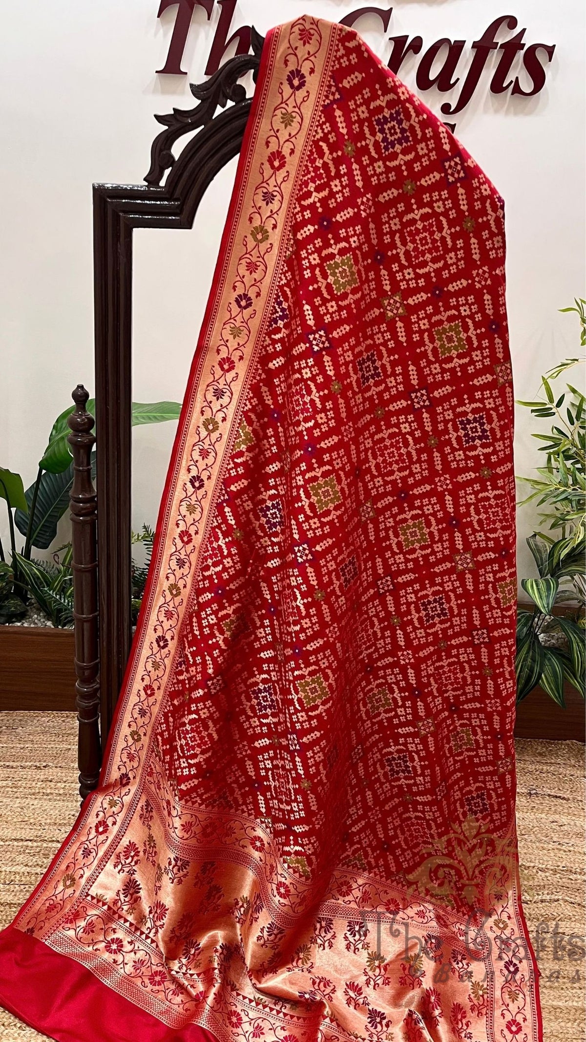 Pure Ektara Katan Silk Jamdani Banarasi Saree - Tilfi