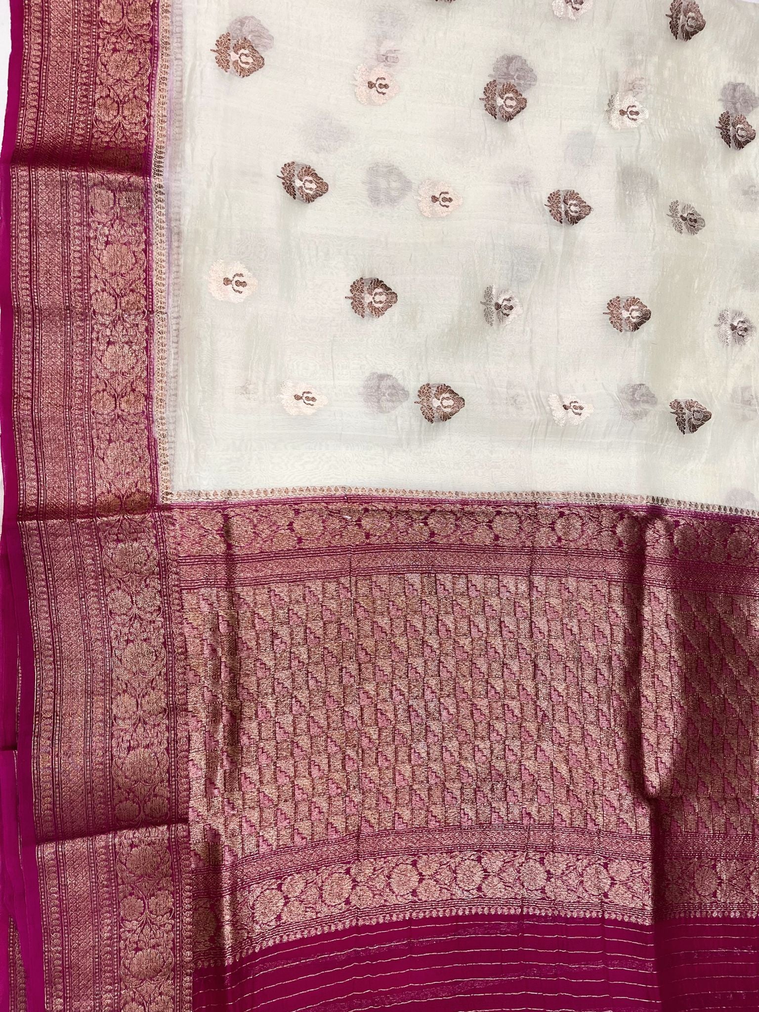 Pure Kora Silk Handloom Banarasi Saree