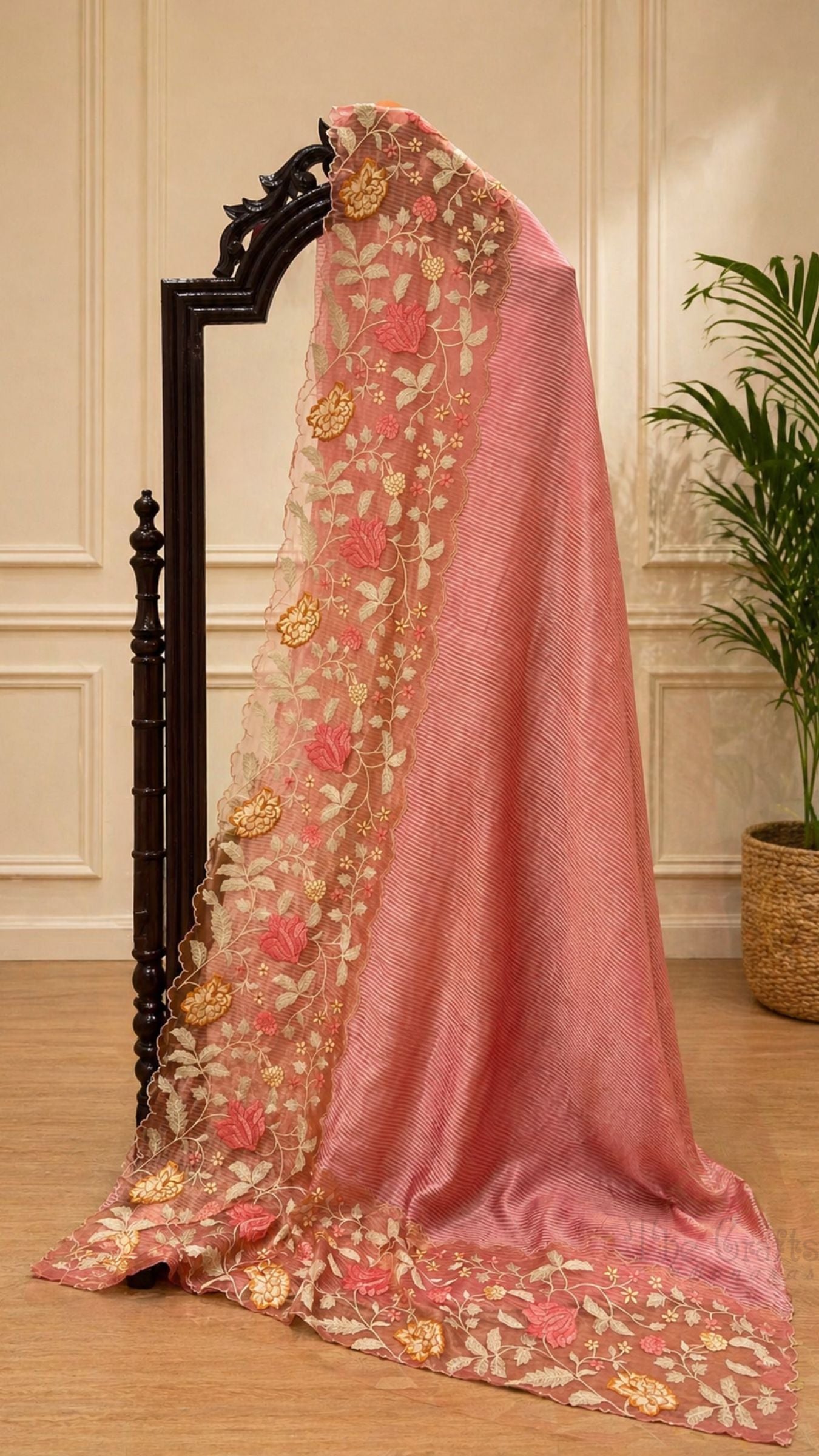 Pure Tissue Silk Banarasi Saree - with Chikankari Border