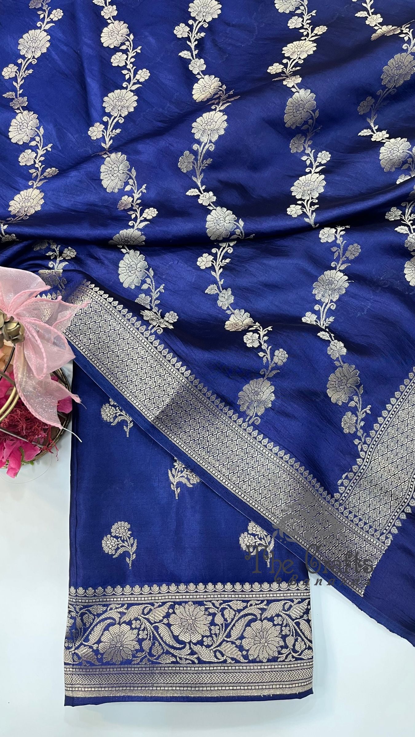 Pure Mango Silk Banarasi Dress Material