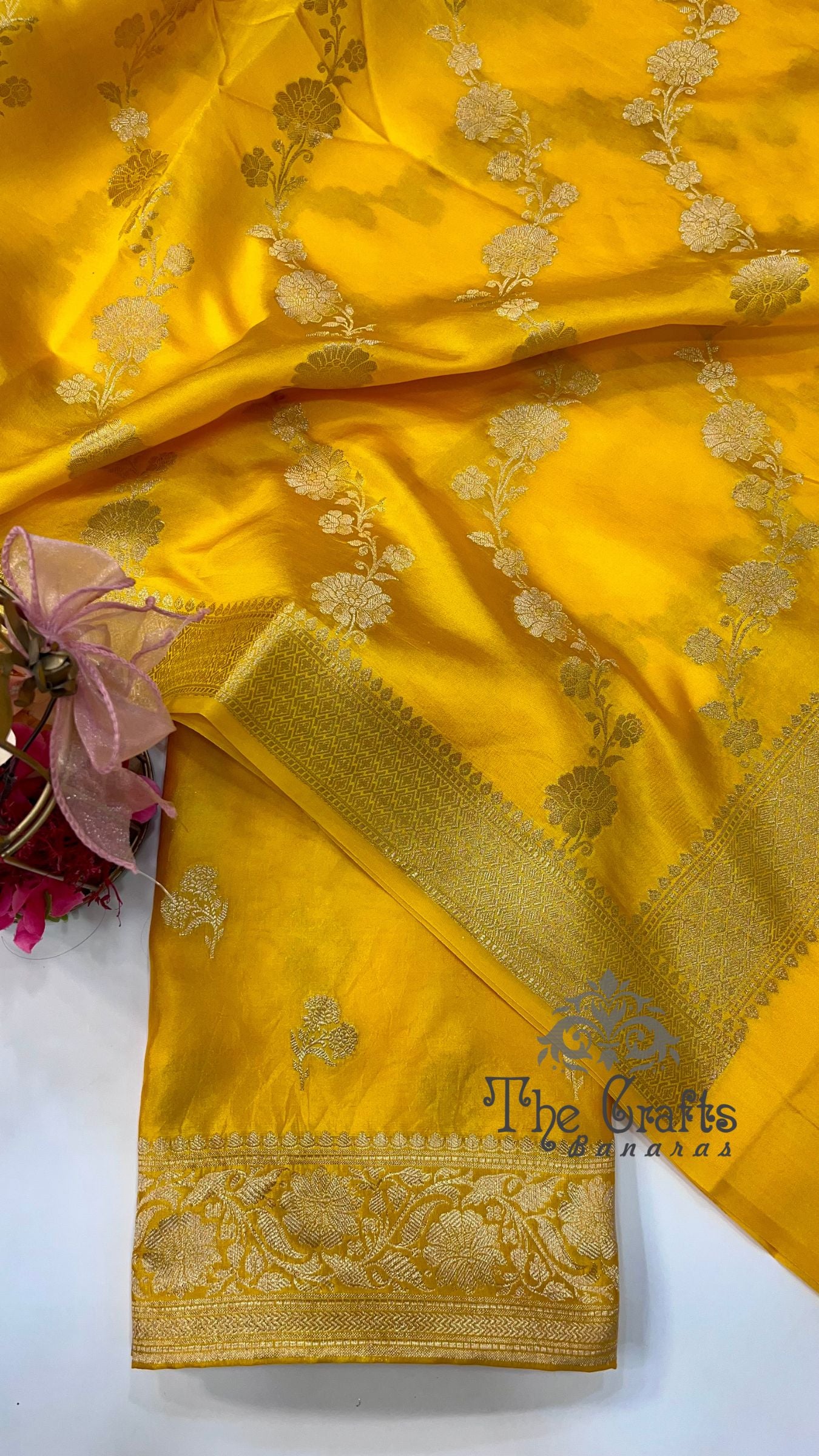 Pure Mango Silk Banarasi Dress Material