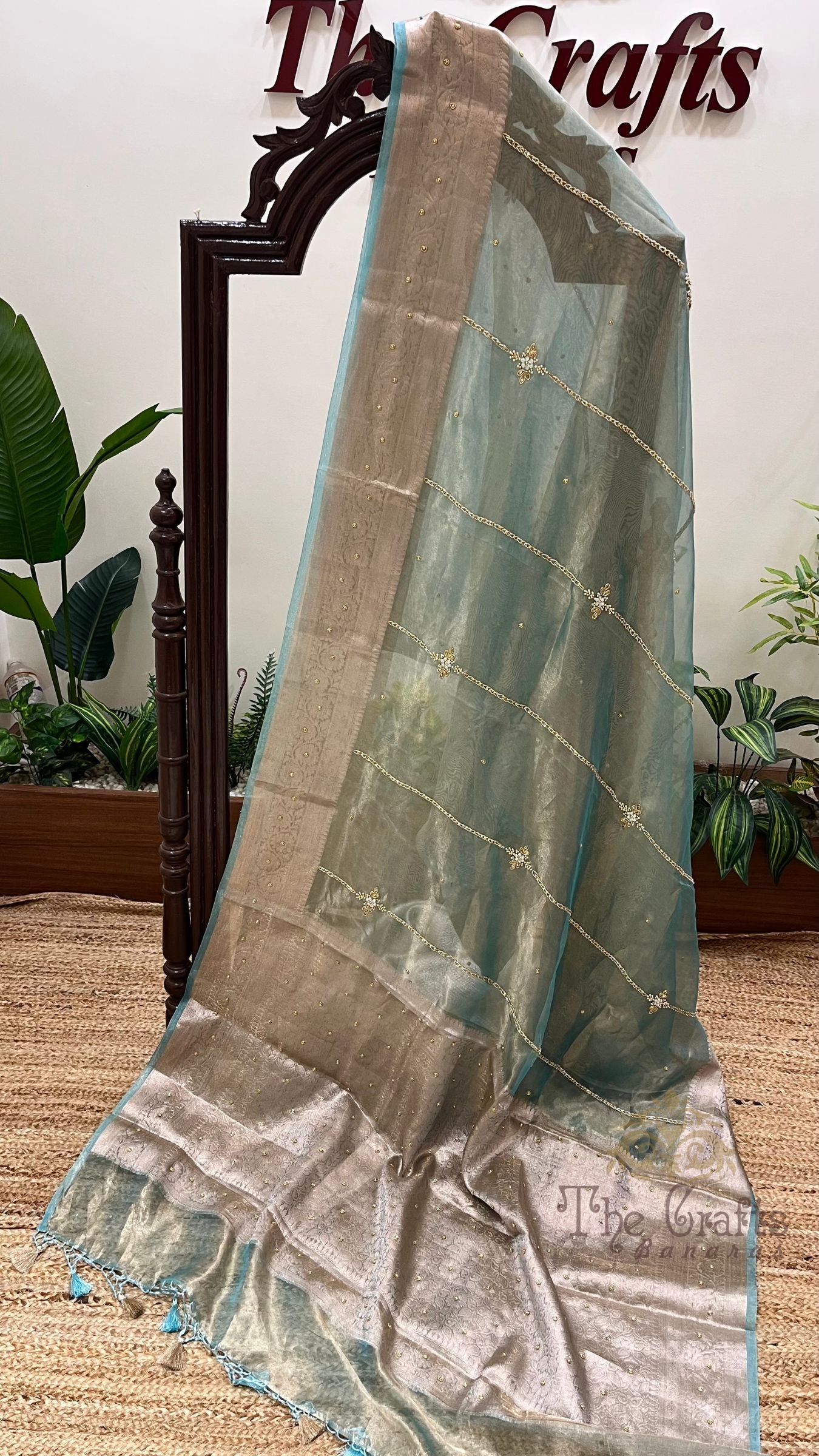 Pure Tissue Silk Banarasi Saree with Sirki & Zardozi Handwork