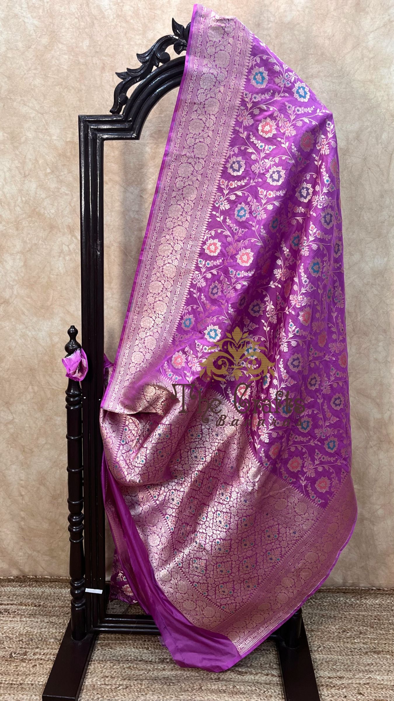 Pure Katan Silk Handloom Banarasi Saree - All over Meenakari Jaal work