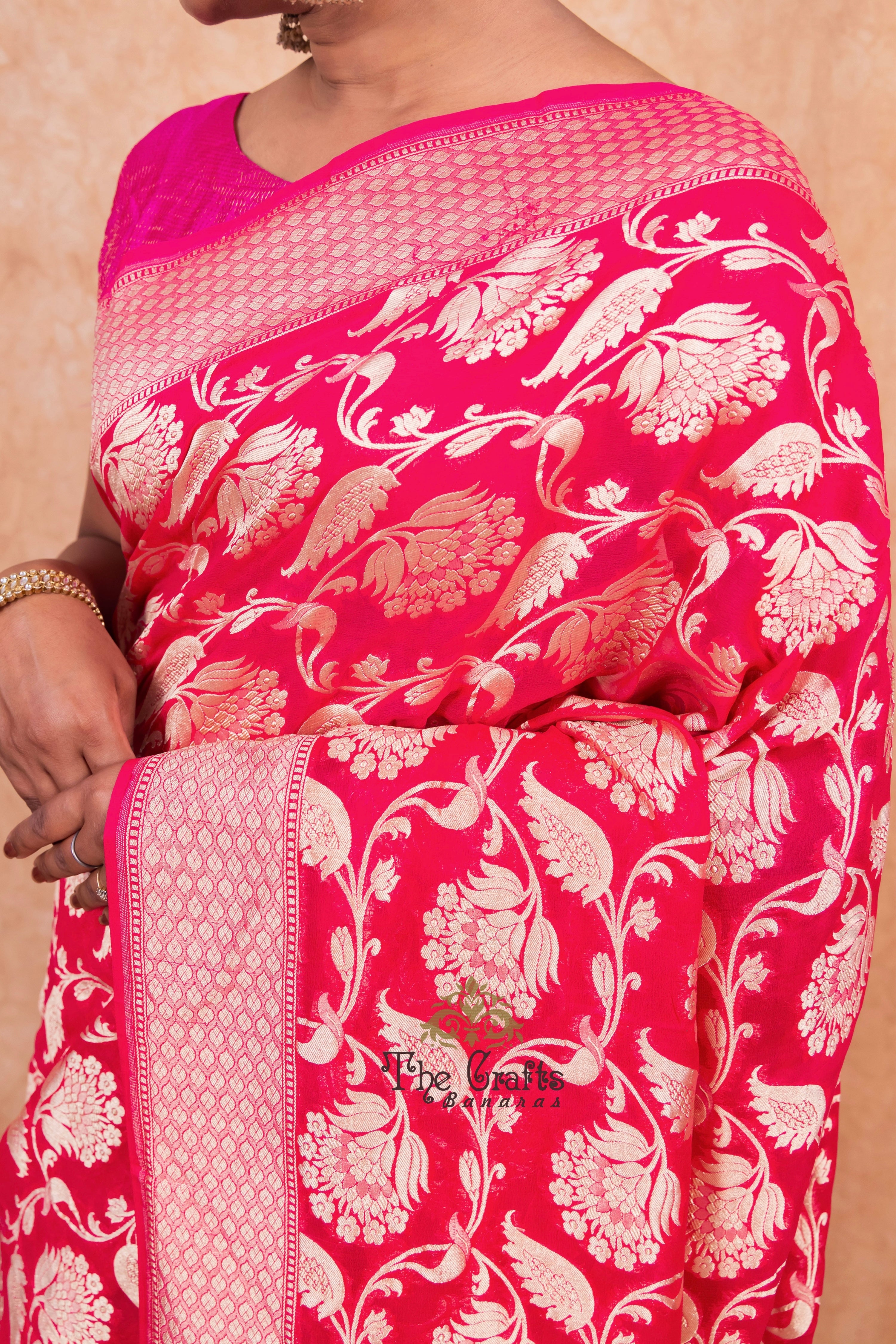 Khaddi Georgette Banarasi Saree - Water Zari