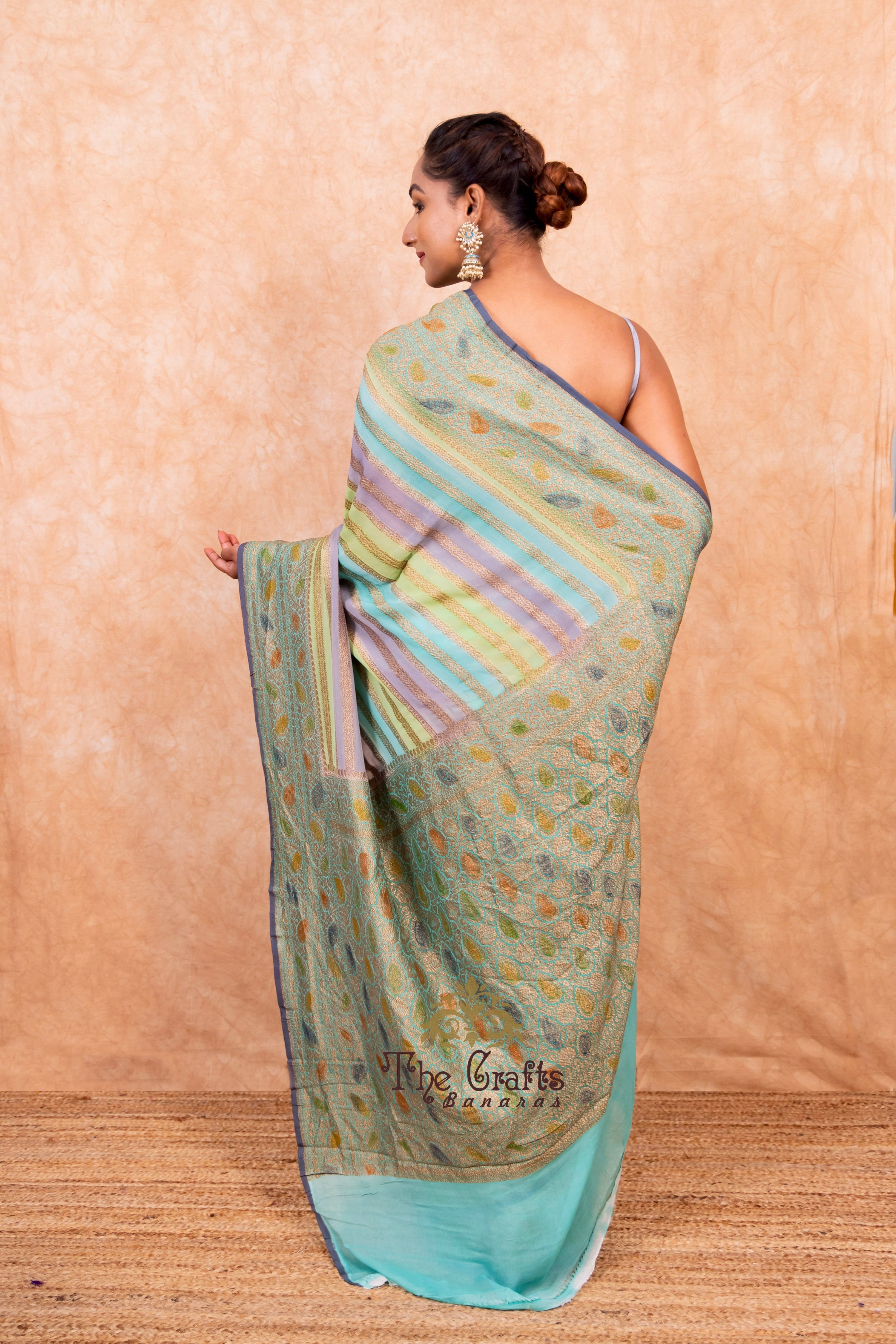 Khaddi Georgette Banarasi Saree - Antique Zari