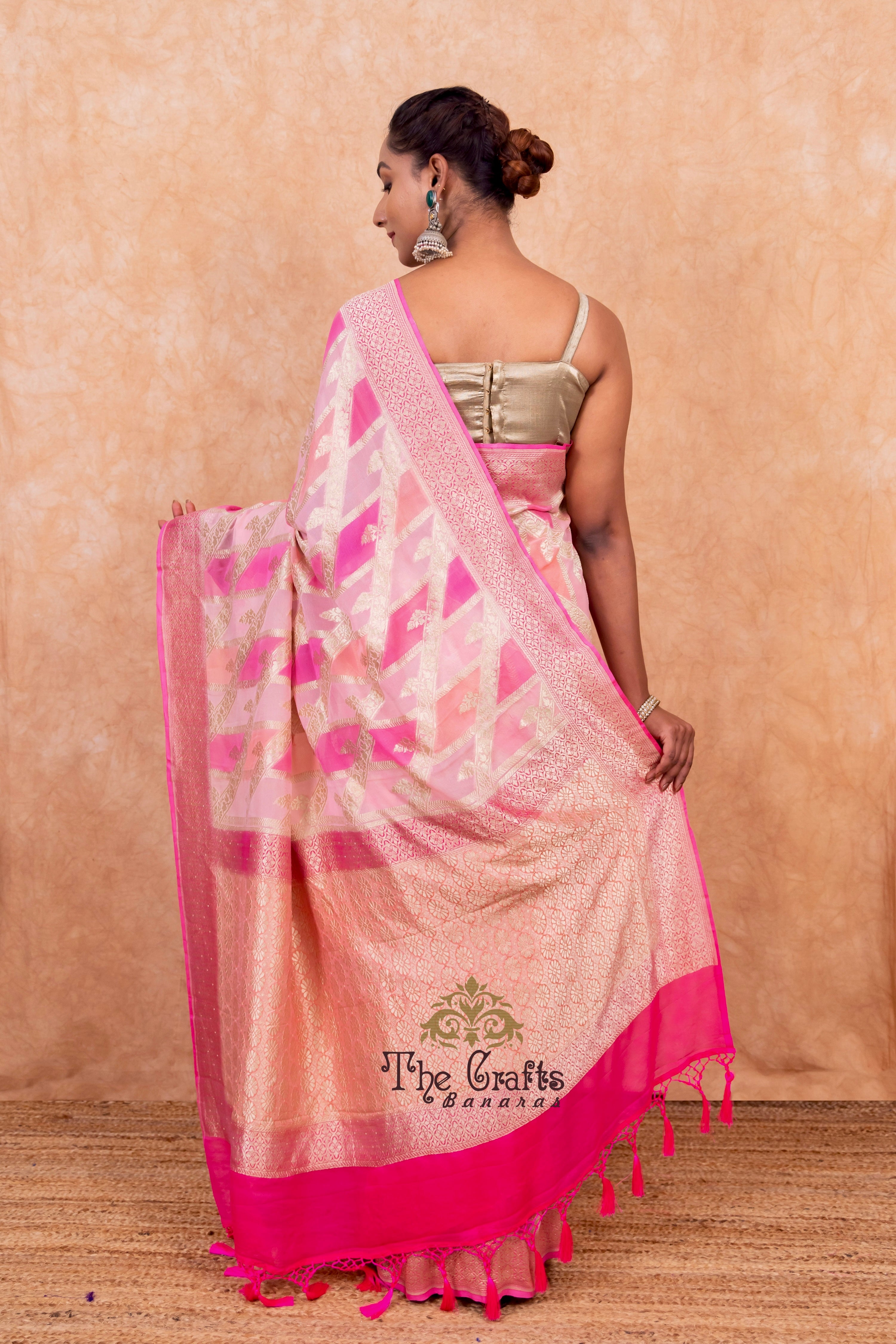 Khaddi Georgette Handloom Banarasi Saree