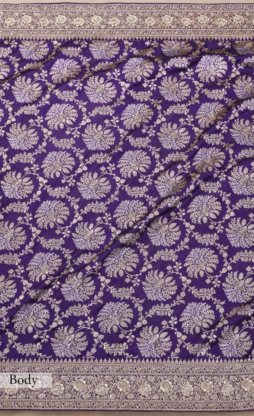 Pure Katan Silk Handloom Banarasi Saree with Gotta Patti Zardozi Handwork
