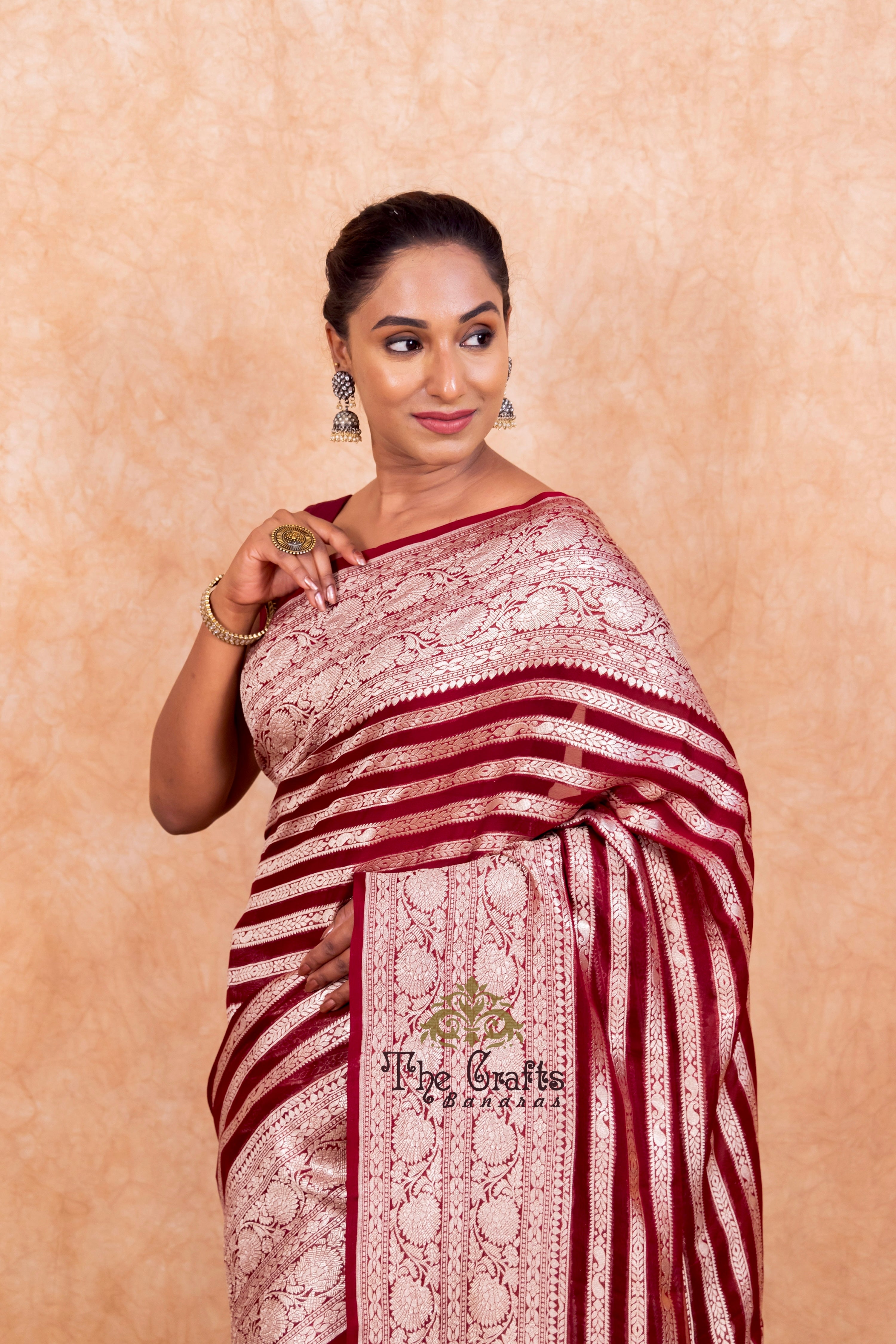 Khaddi Georgette Handloom Banarasi Saree