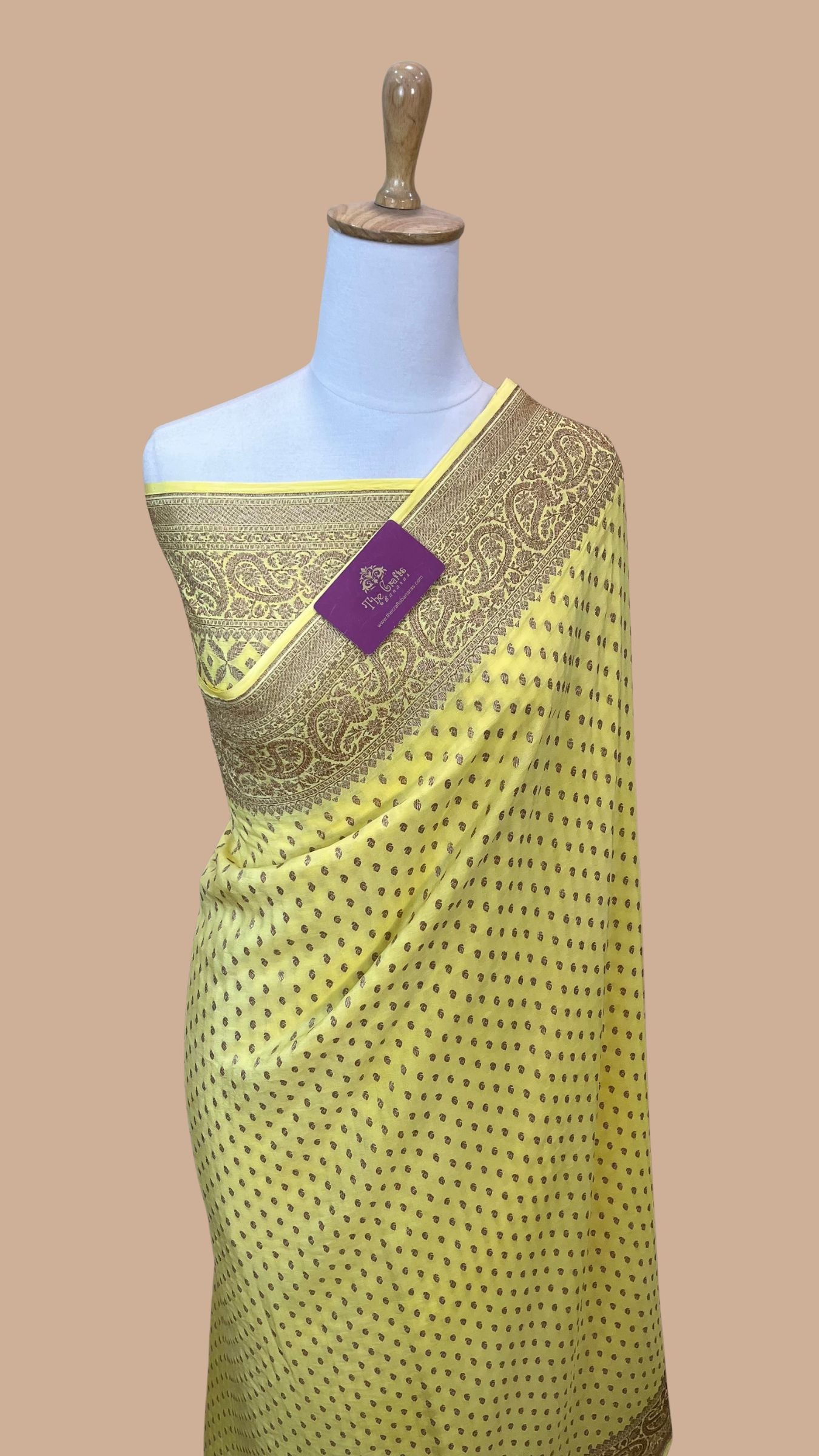 Pure Crepe Georgette Banarasi Saree - Antique Zari