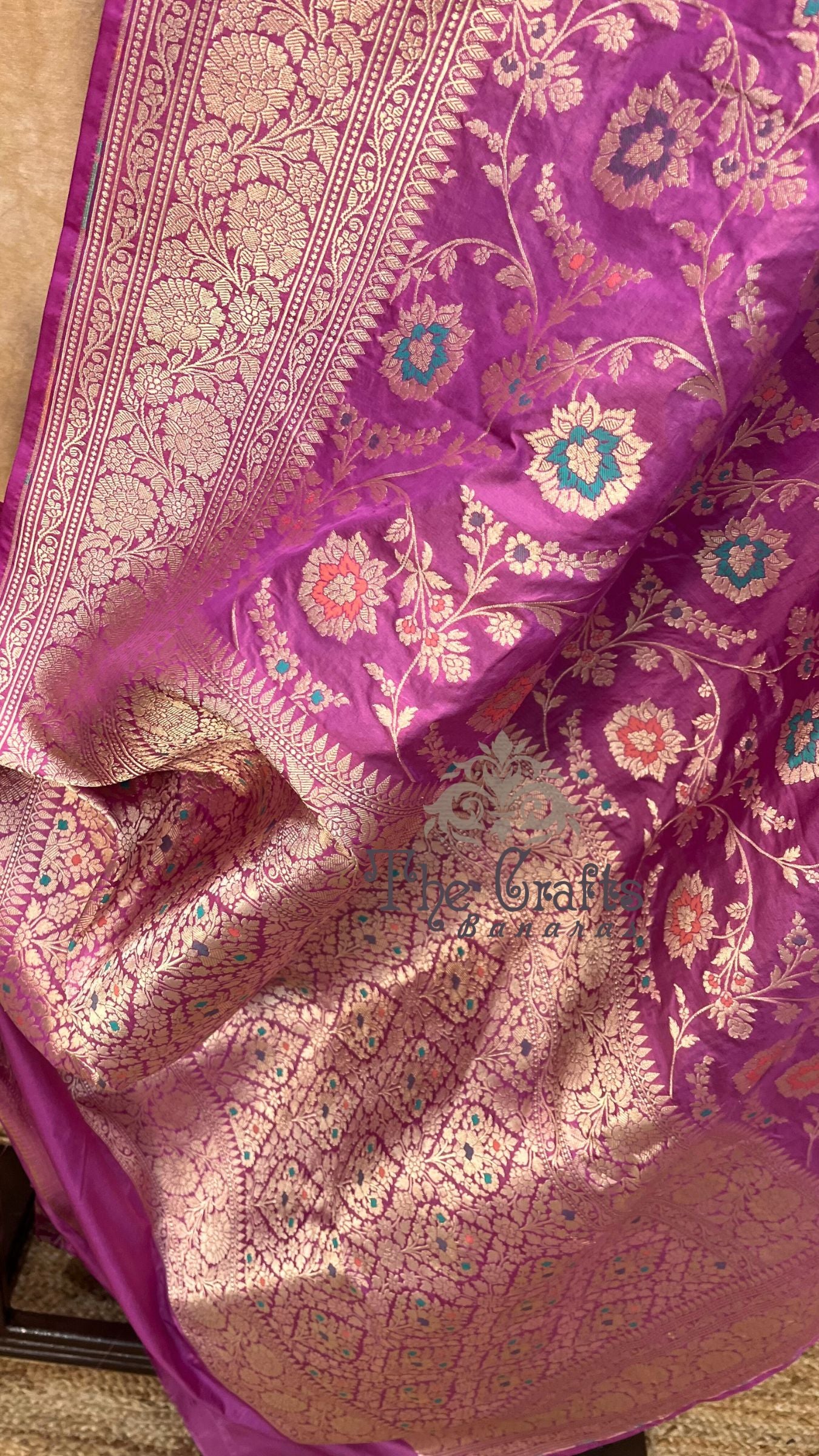 Pure Katan Silk Handloom Banarasi Saree - All over Meenakari Jaal work