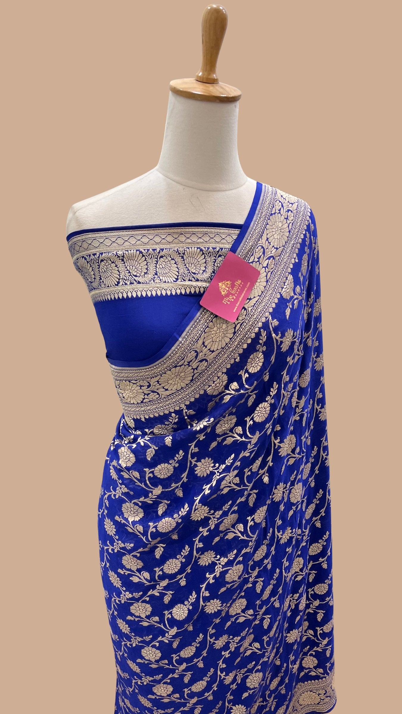 Khaddi Georgette Banarasi Saree - Gold Zari