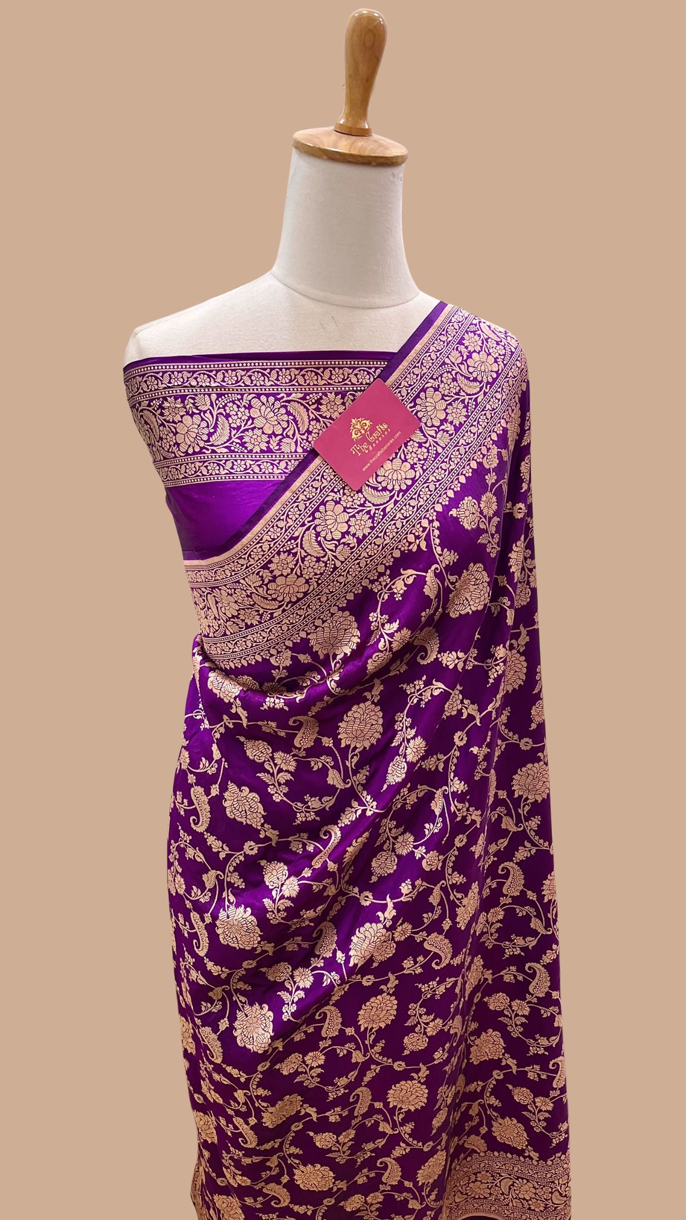 Pure Katan Silk Handloom Banarasi Saree - Jaal work