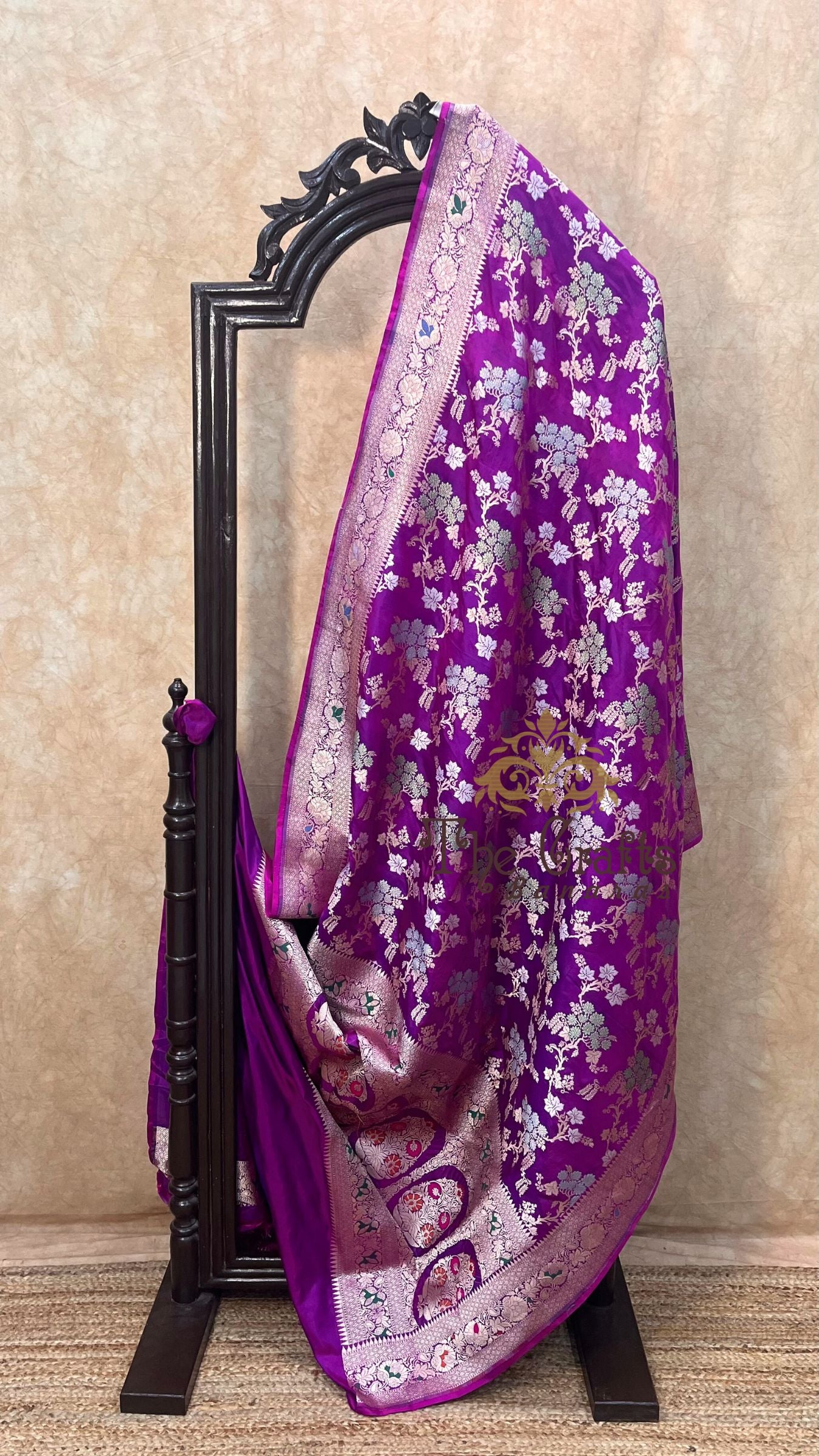 Pure Katan Silk Handloom Banarasi Saree - All over meenakari Jaal work