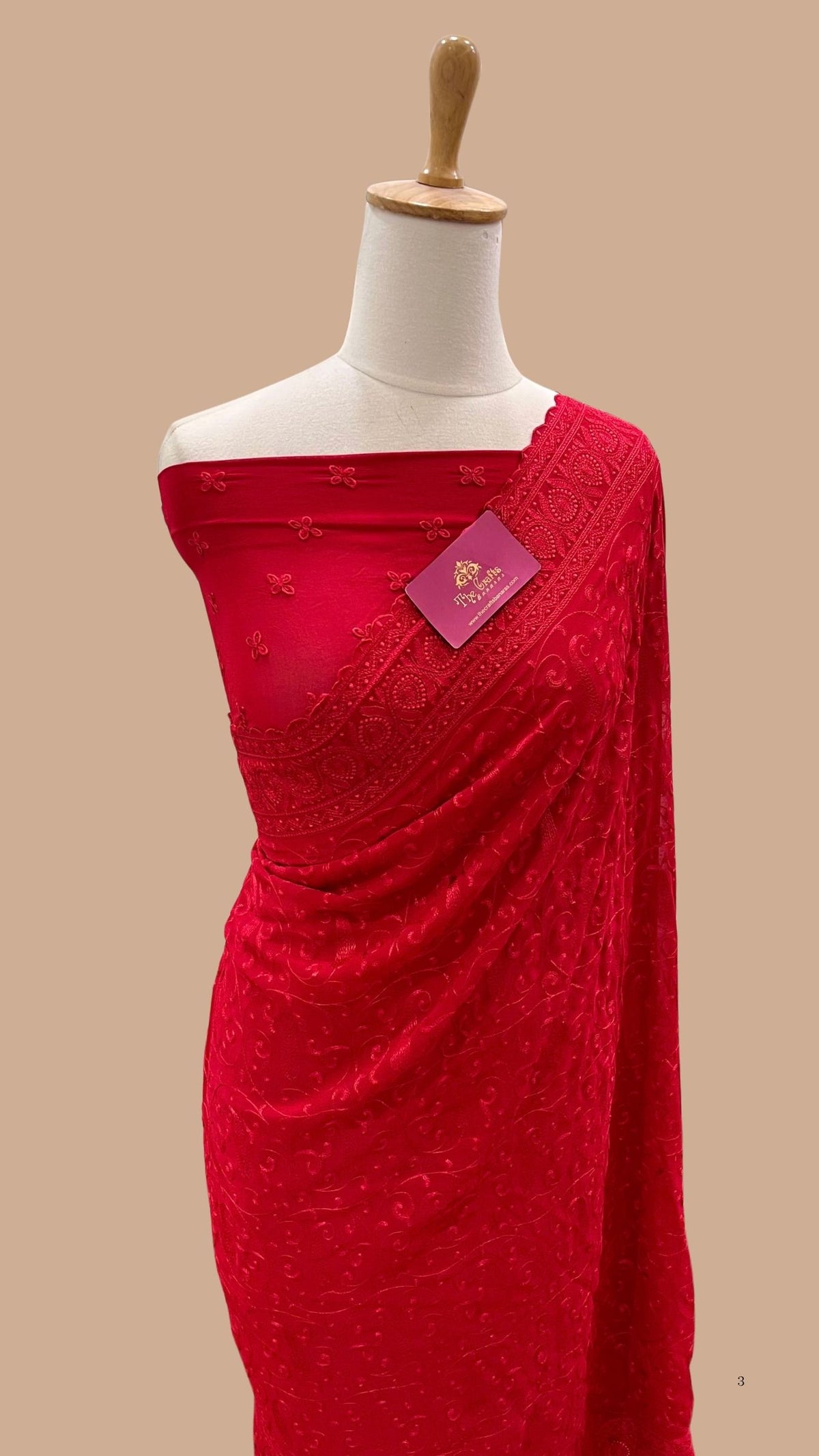 Pure Georgette Chikankari Handloom Banarasi Saree