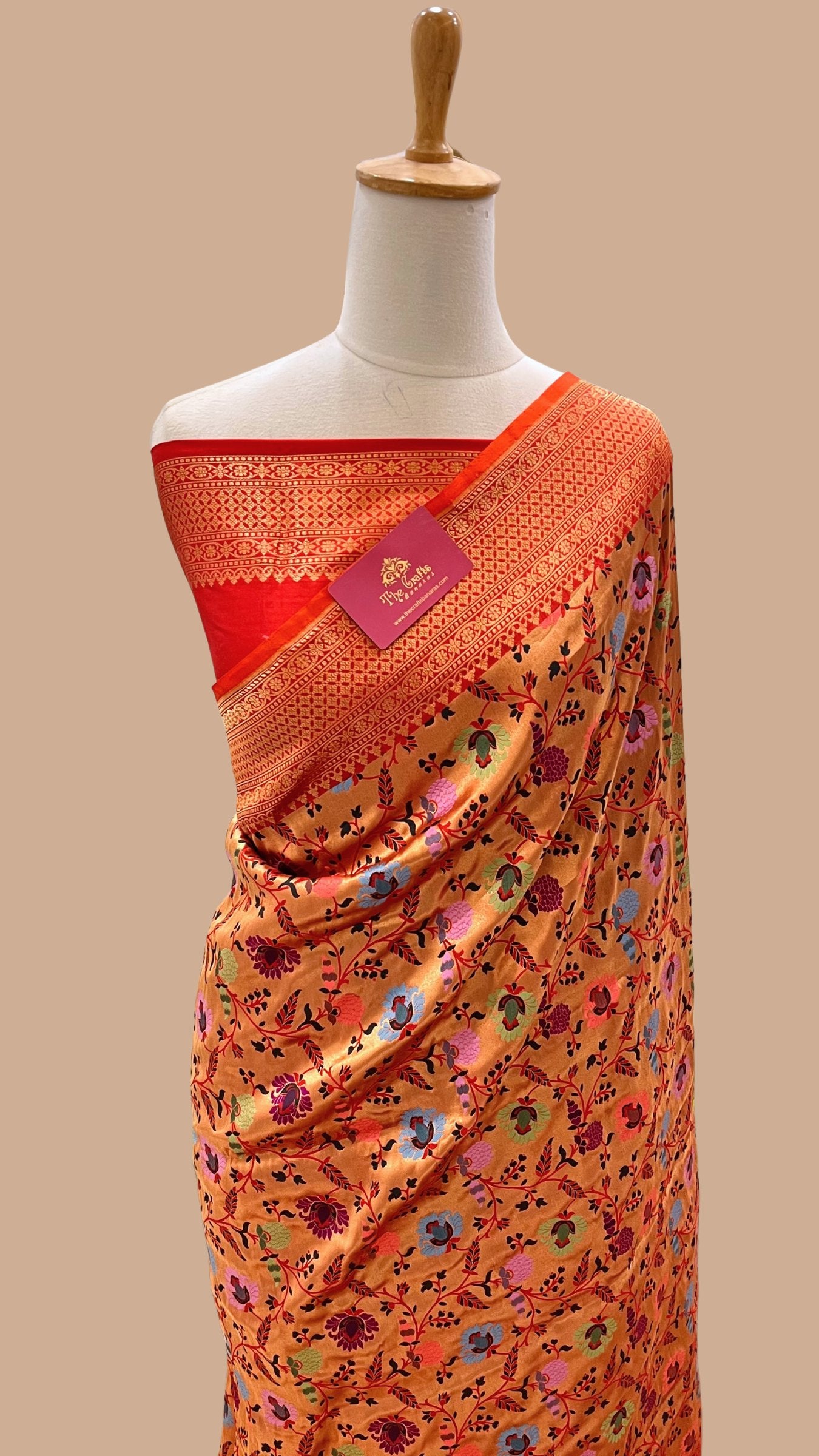Pure Katan Silk Handloom Banarasi Saree - Tilfi Meenakari Jaal Brocade