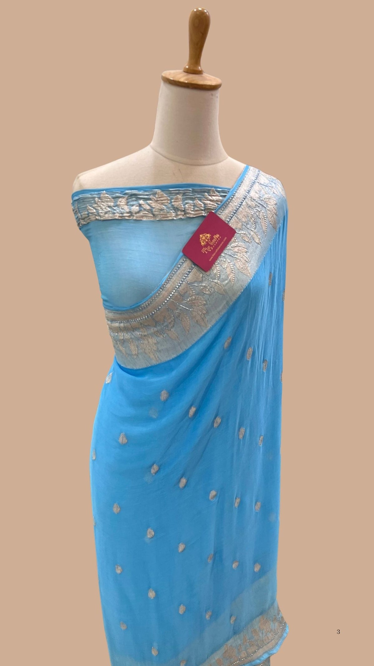 Pure Handloom Georgette Banarasi Saree - Silver Zari
