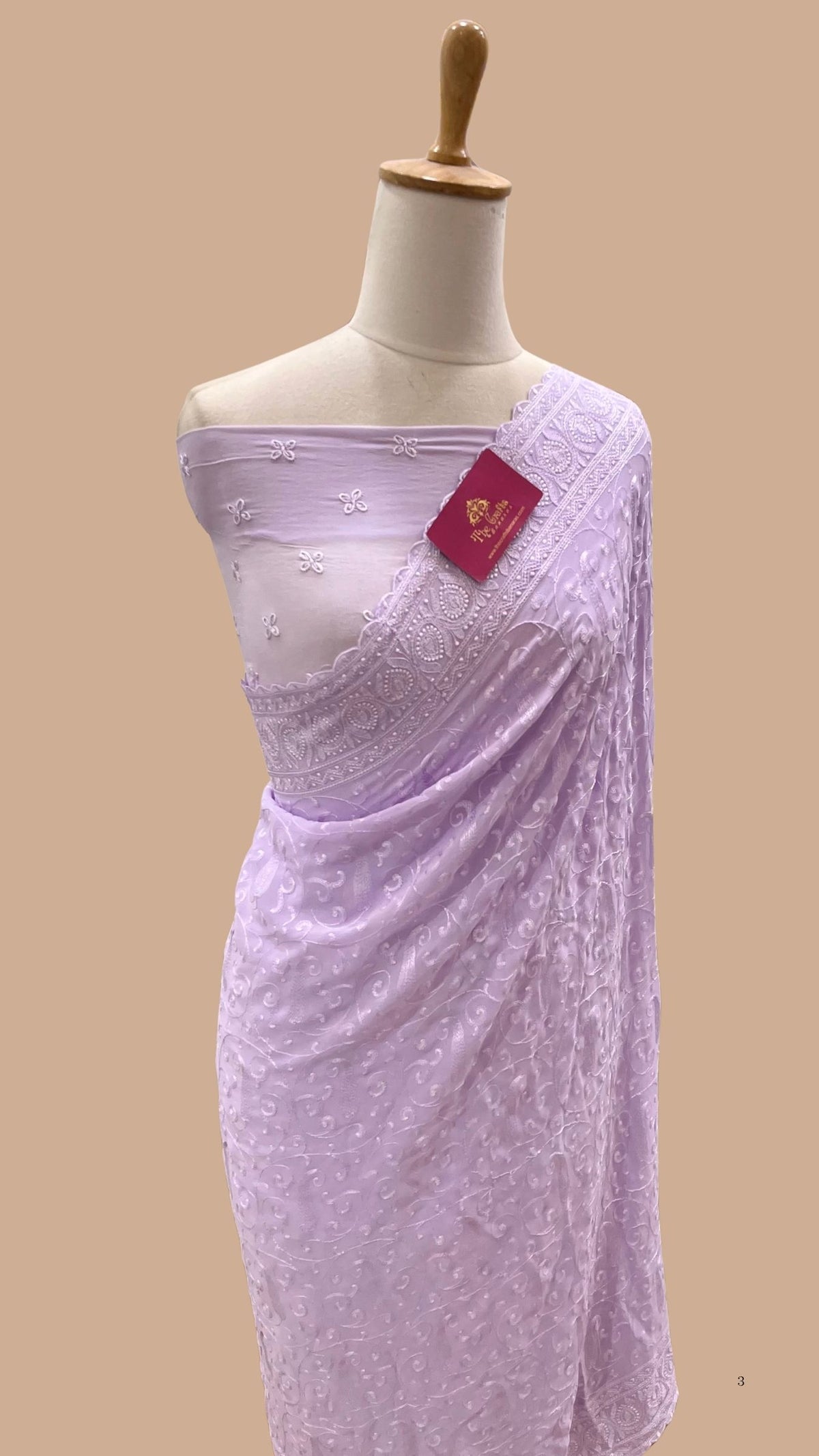 Pure Georgette Chikankari Handloom Banarasi Saree