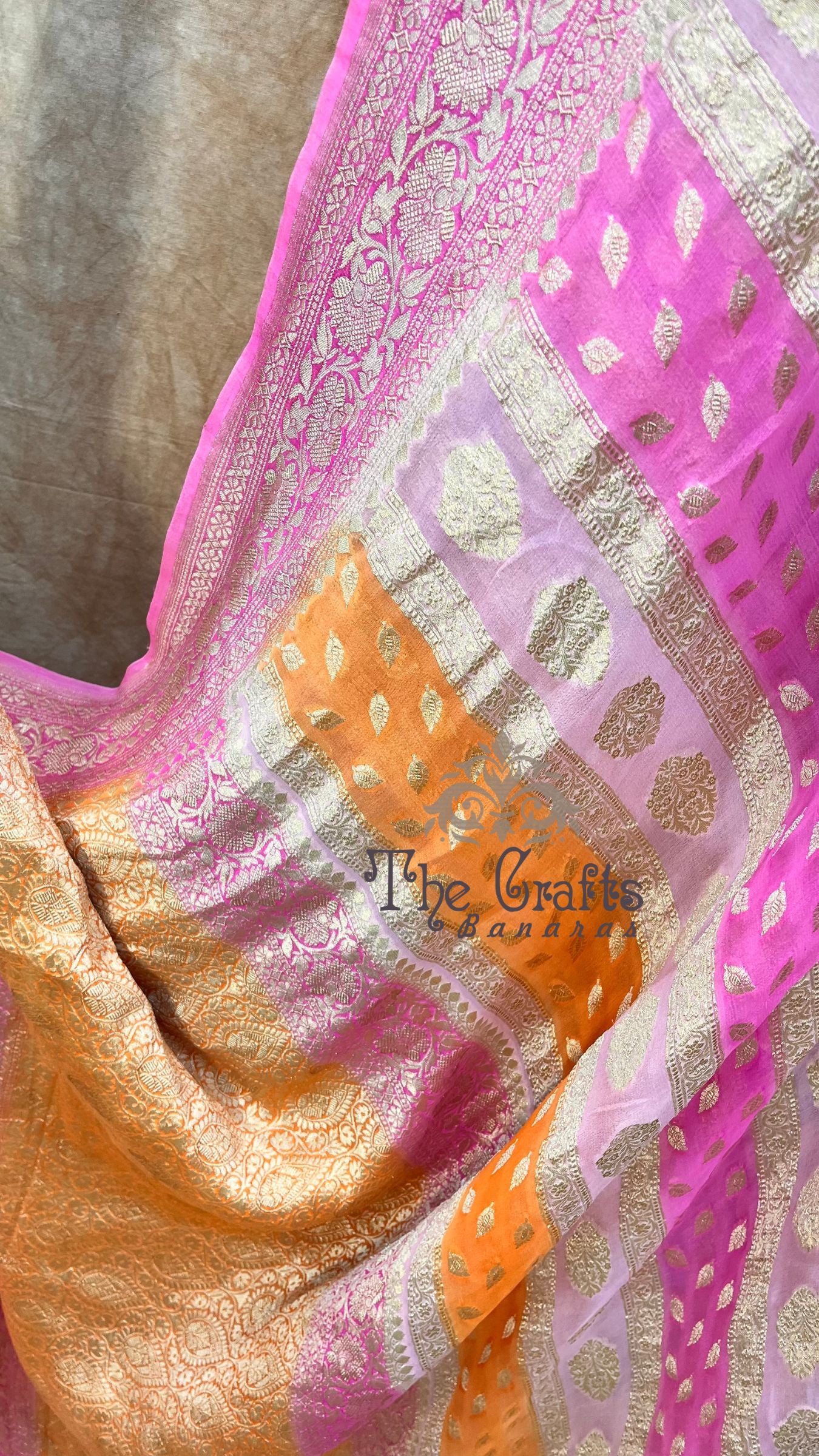 Khaddi Georgette Handloom Banarasi Saree - Water Zari