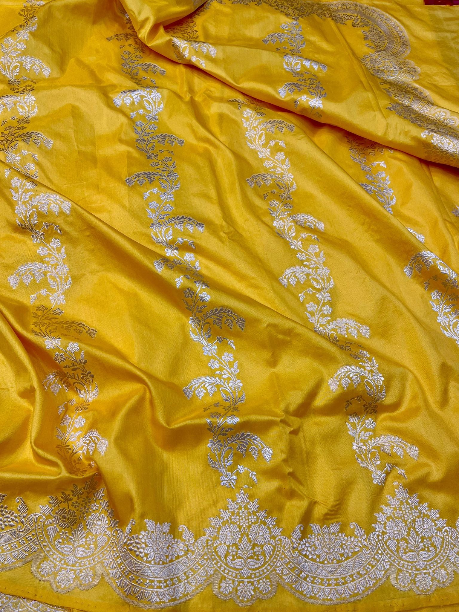 Pure Katan Silk Handloom Banarasi Saree - Sona roopa with kadhua work