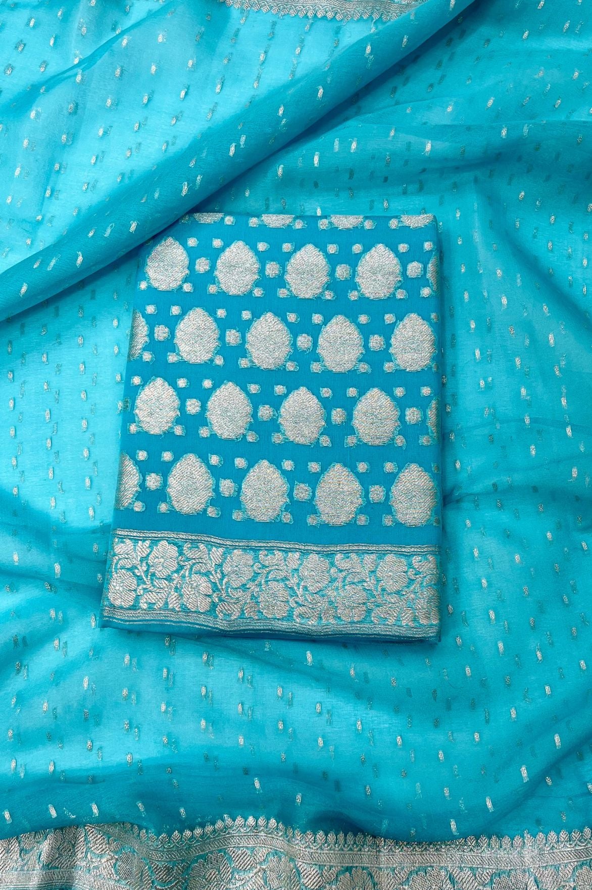 Khaddi Georgette Banarasi Dress Material