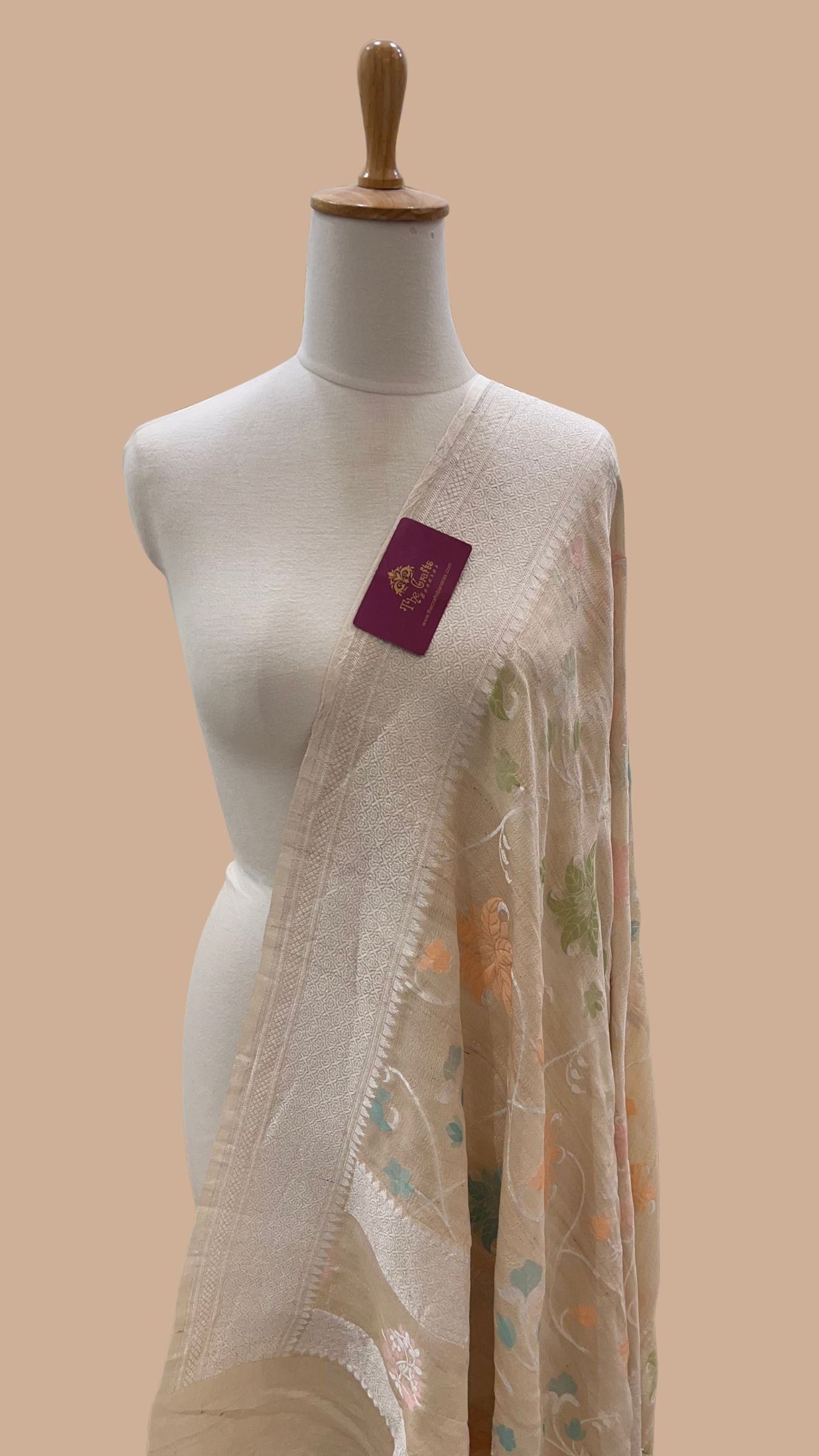 Pure Tussar Georgette Silk Banarasi Handloom Dupatta