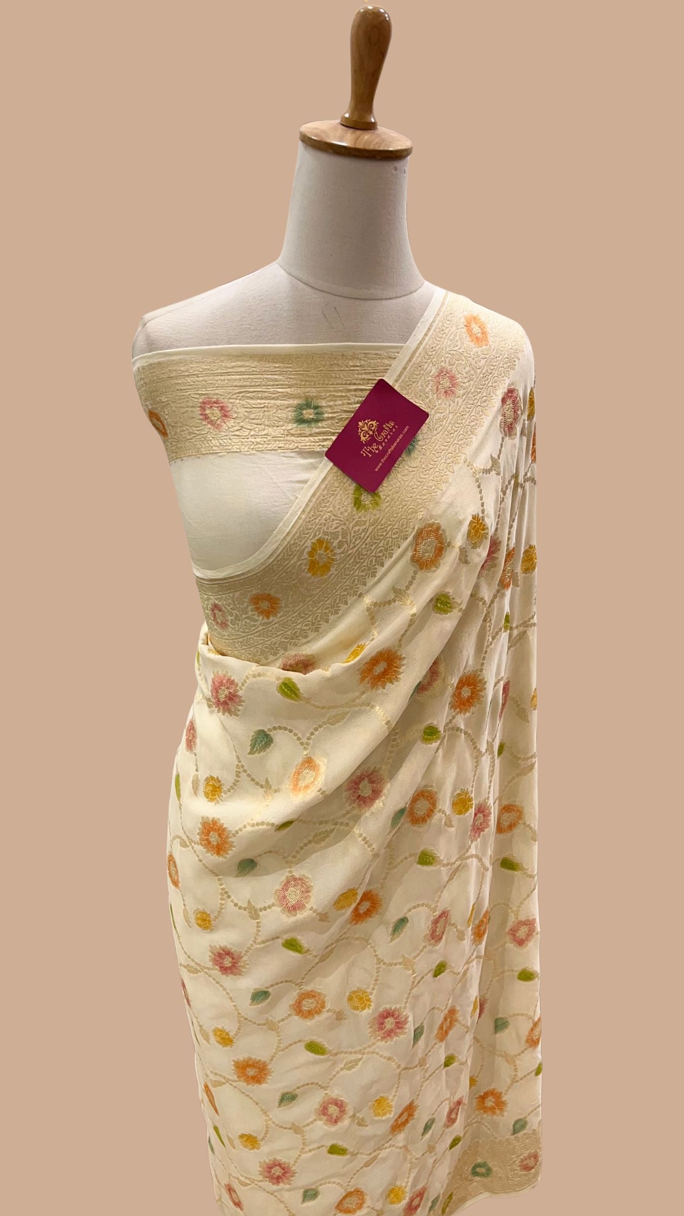 Khaddi Georgette Handloom Banarasi Saree