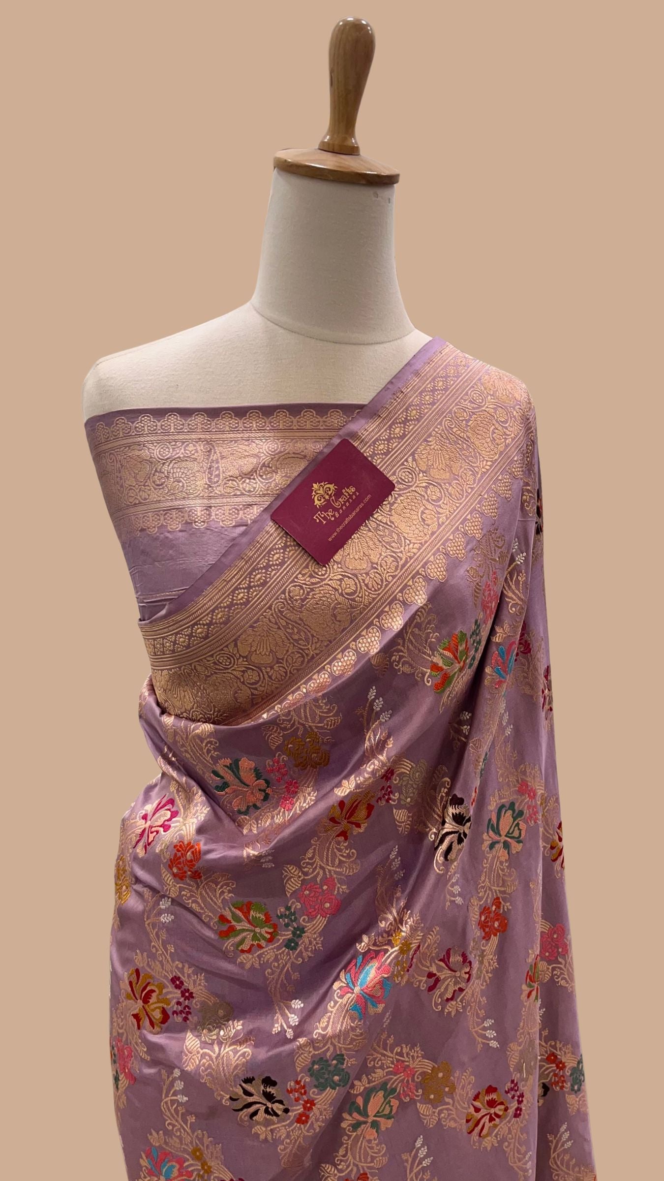 Pure Katan Silk Handloom Banarasi Saree - All Over Kadiyal Multimeena Jangla