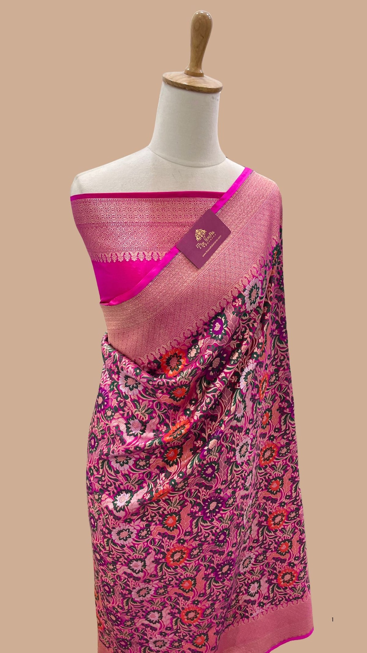 Pure Katan Silk Handloom Banarasi Saree - Jaal Work with Meenakari