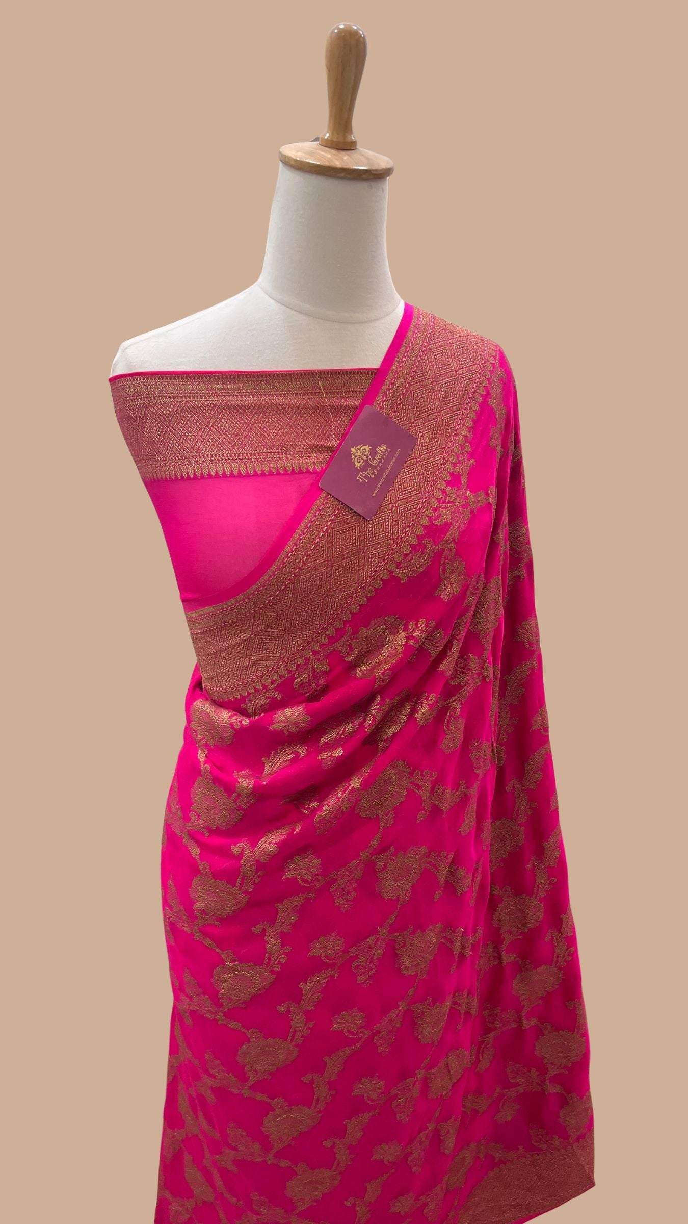 Khaddi Georgette Banarasi Saree - Antique Zari