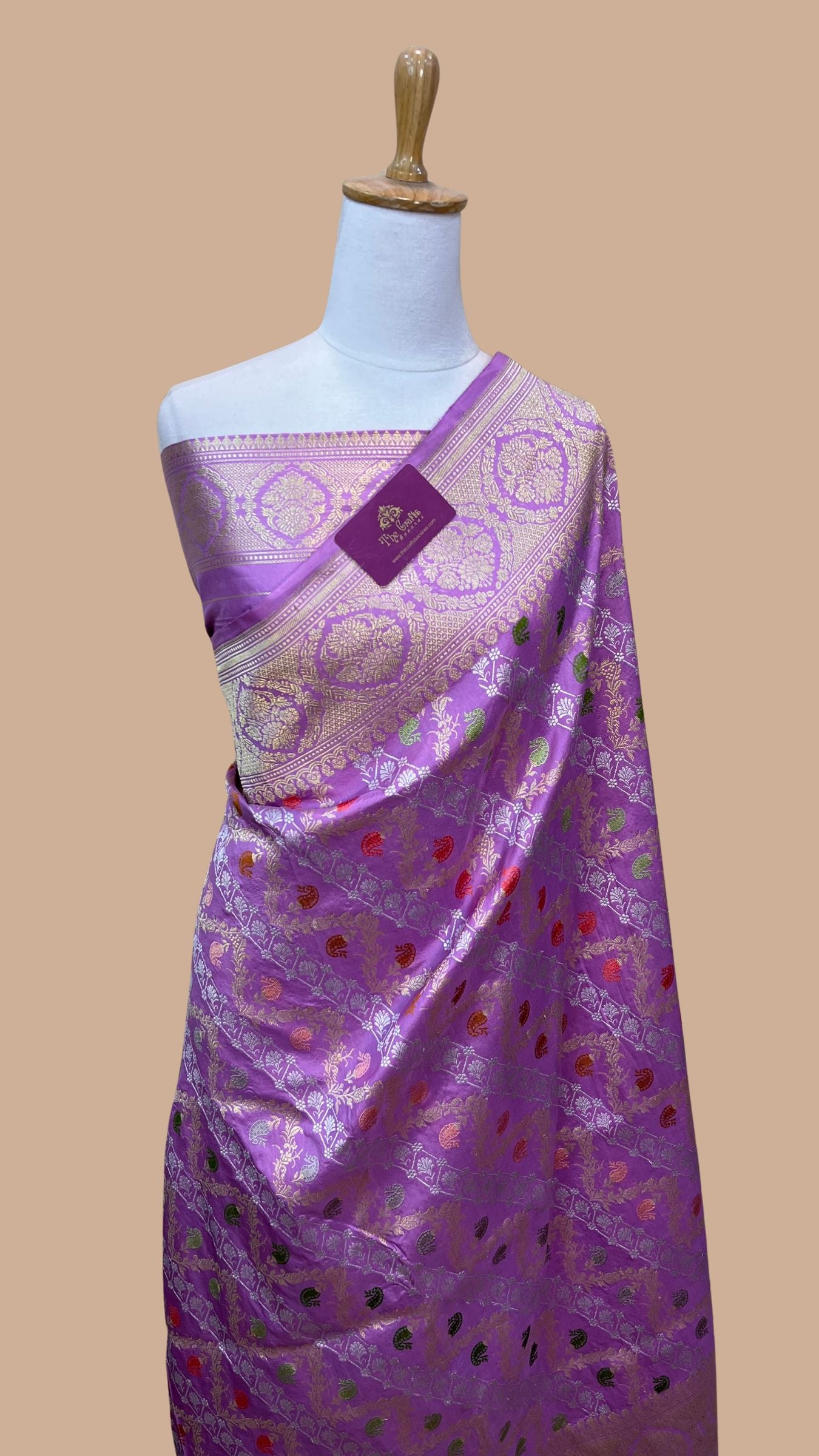 Pure Katan Silk Handloom Banarasi Saree - All Over Kadiyal Jaal Work