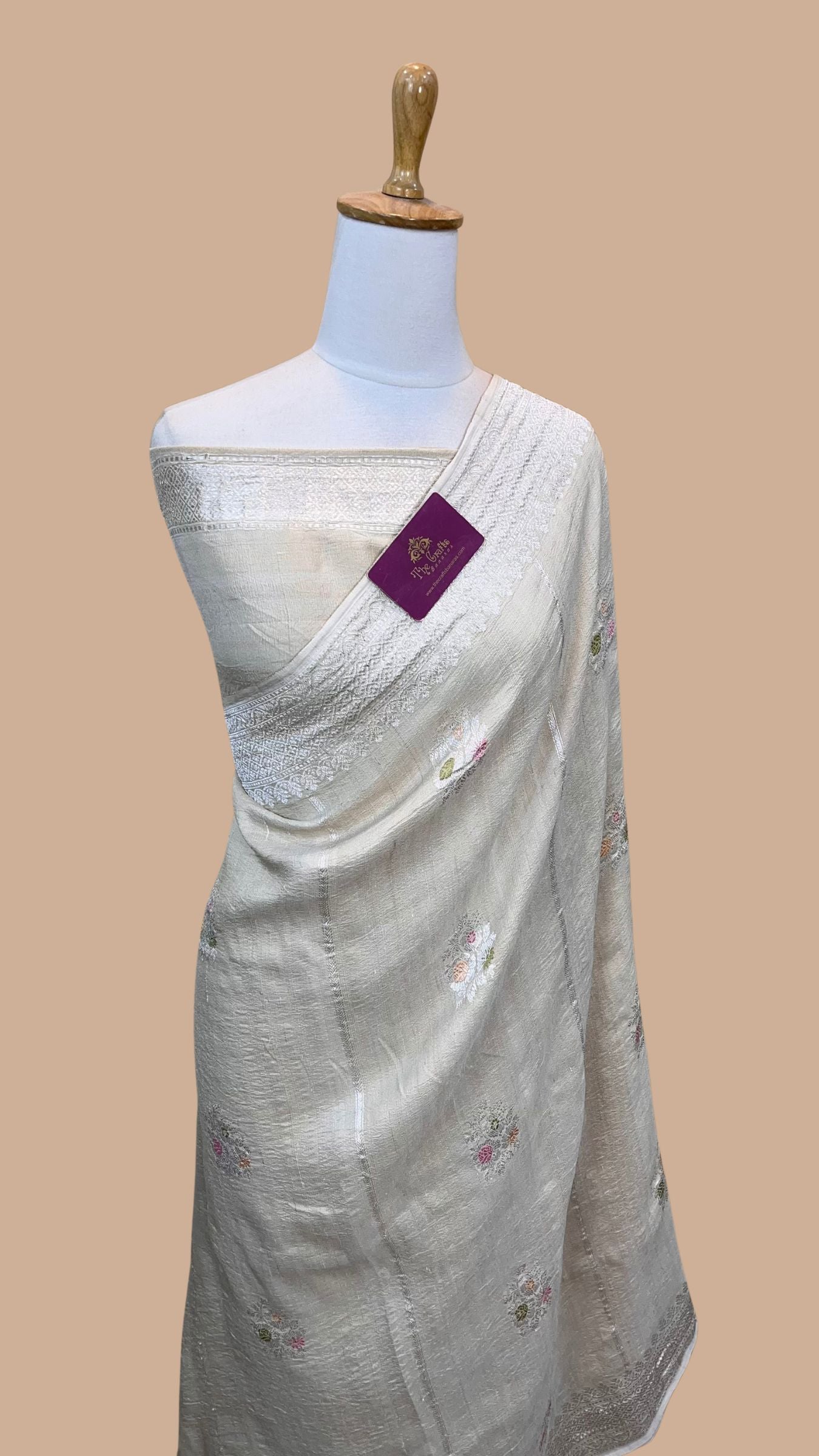 Tussar Georgette Handloom Banarasi Saree - Kadhua Meenakari