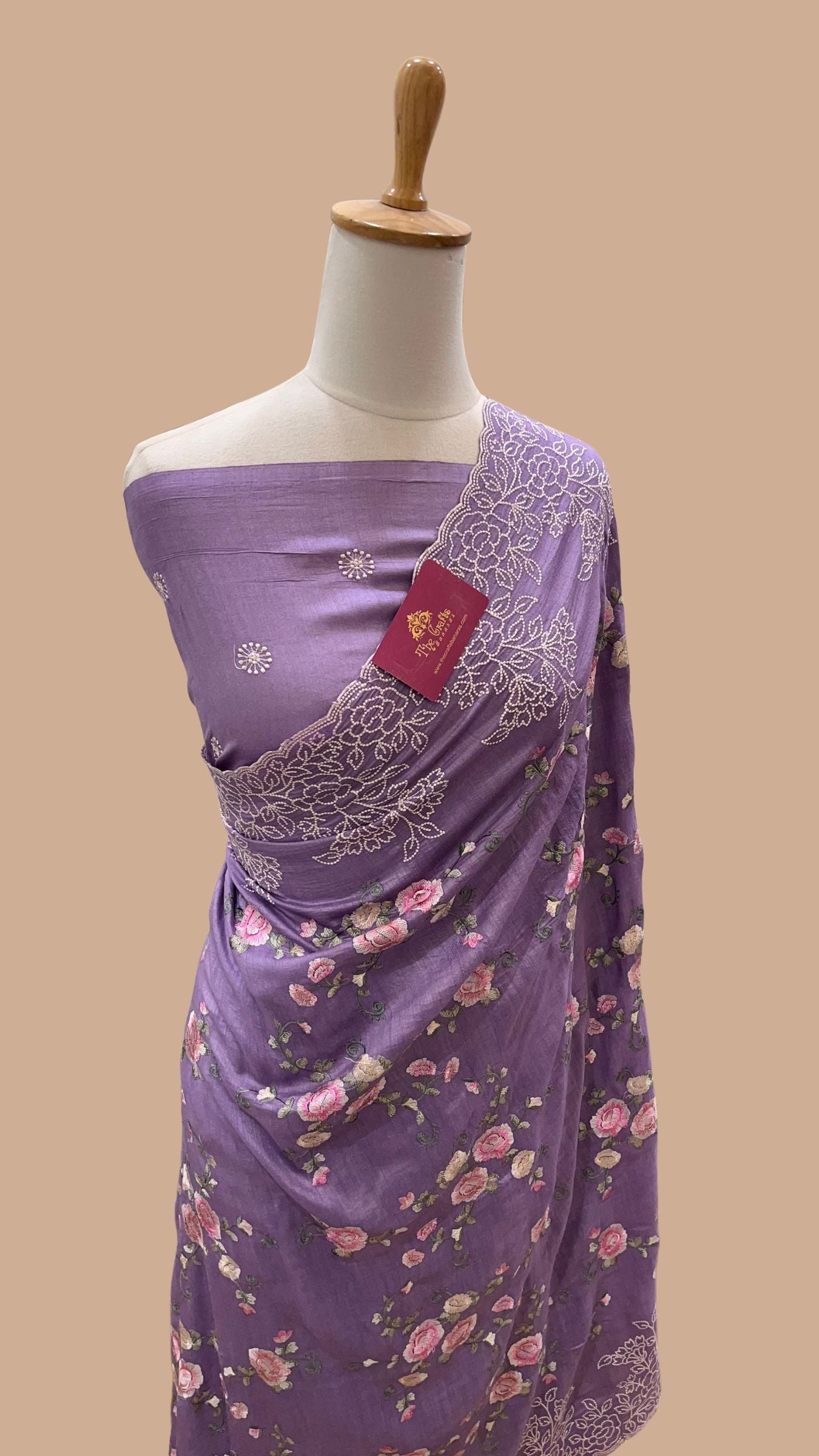 Pure Munga Silk Chikankari Handloom Banarasi Saree