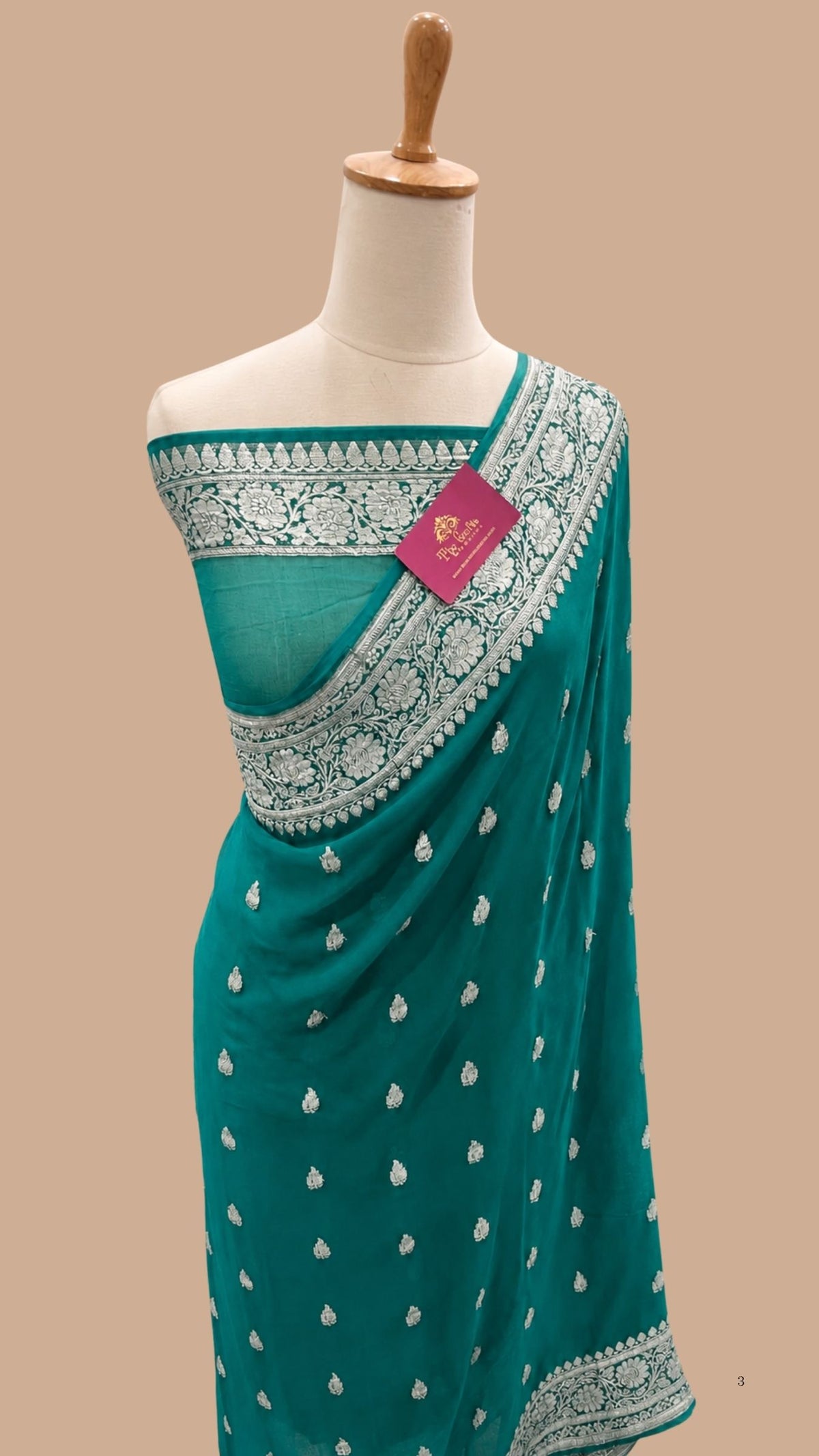 Pure Georgette Banarasi Saree - Silver Zari