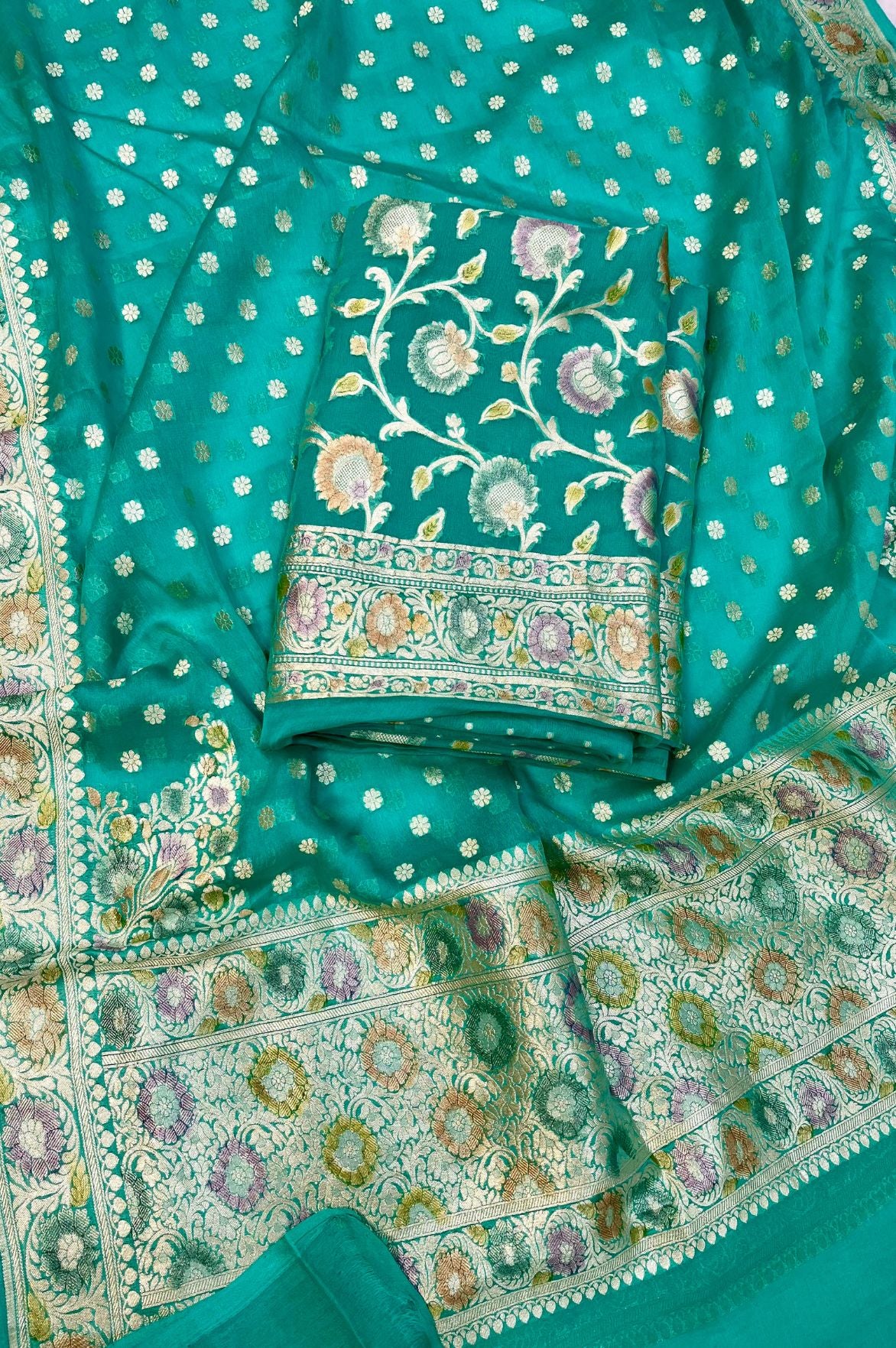 Khaddi Georgette Banarasi Dress Material