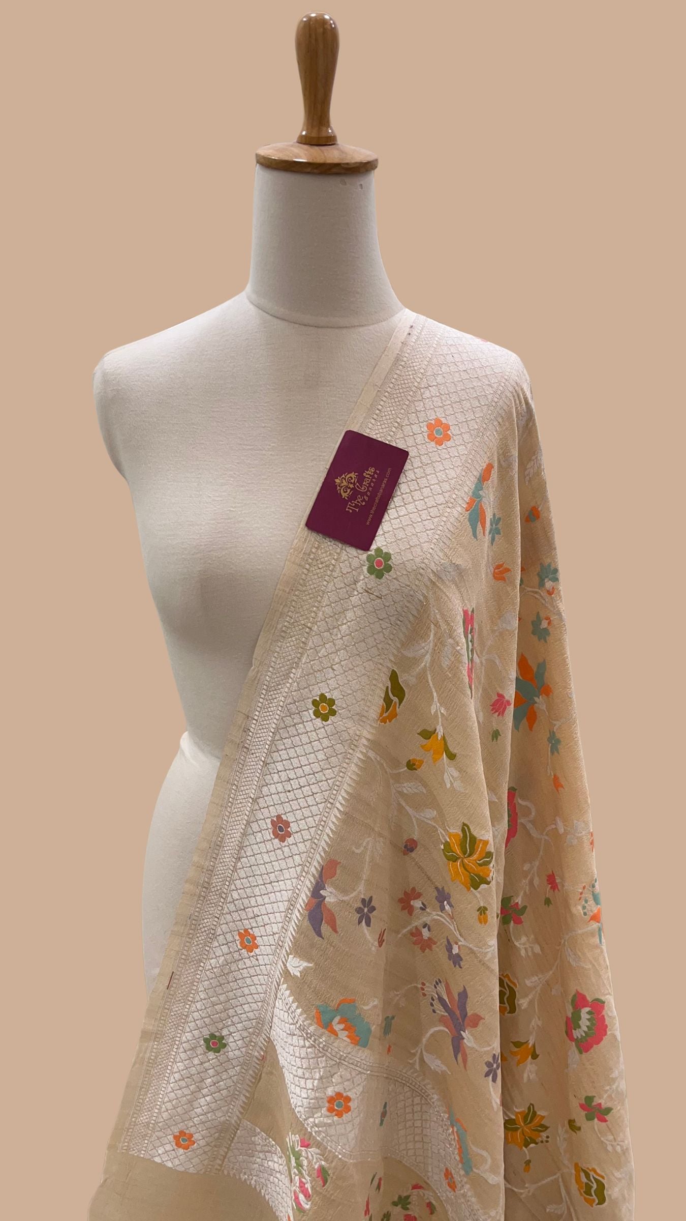 Pure Tussar Georgette Silk Banarasi Handloom Dupatta