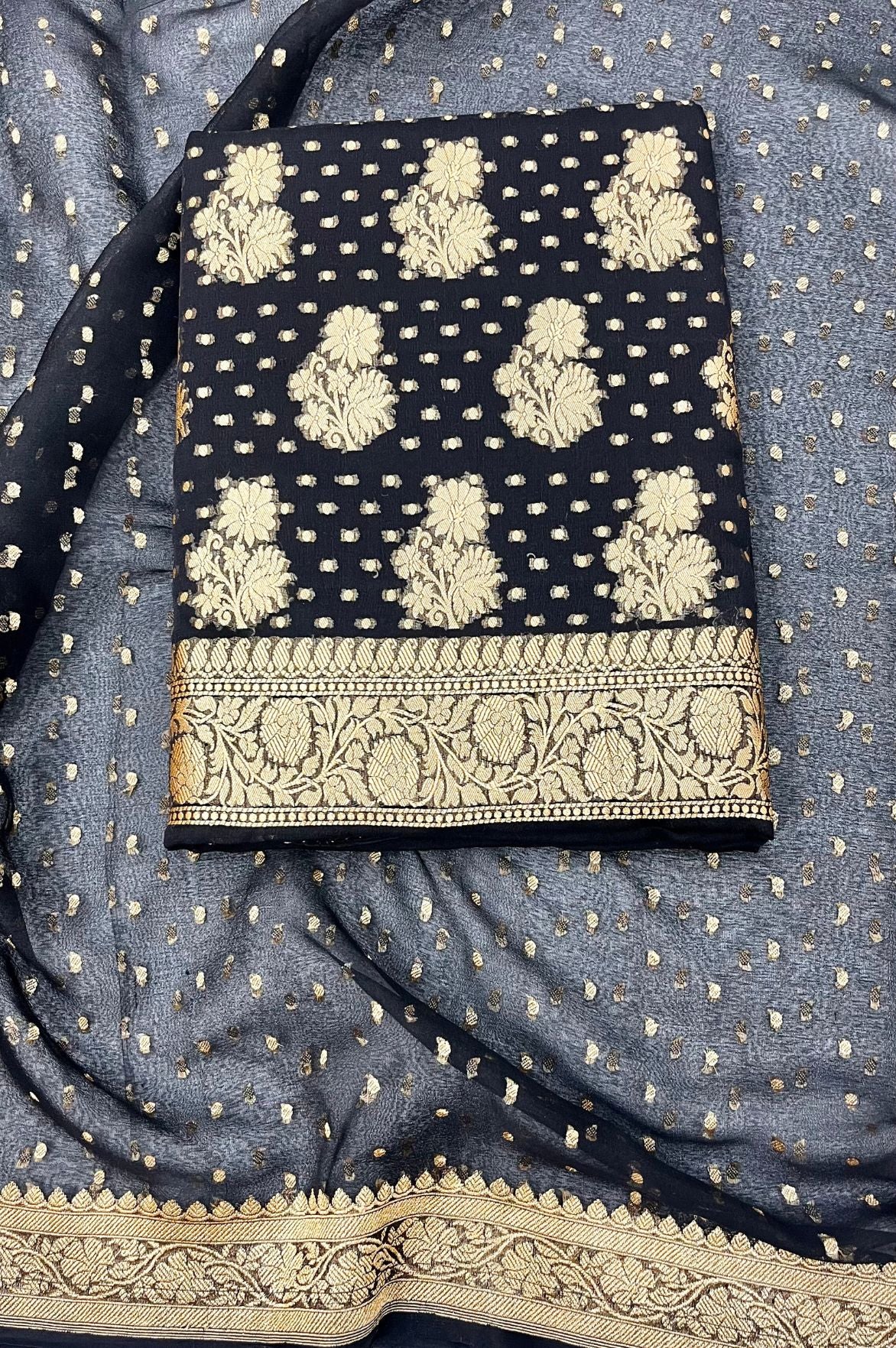 Khaddi Georgette Banarasi Dress Material