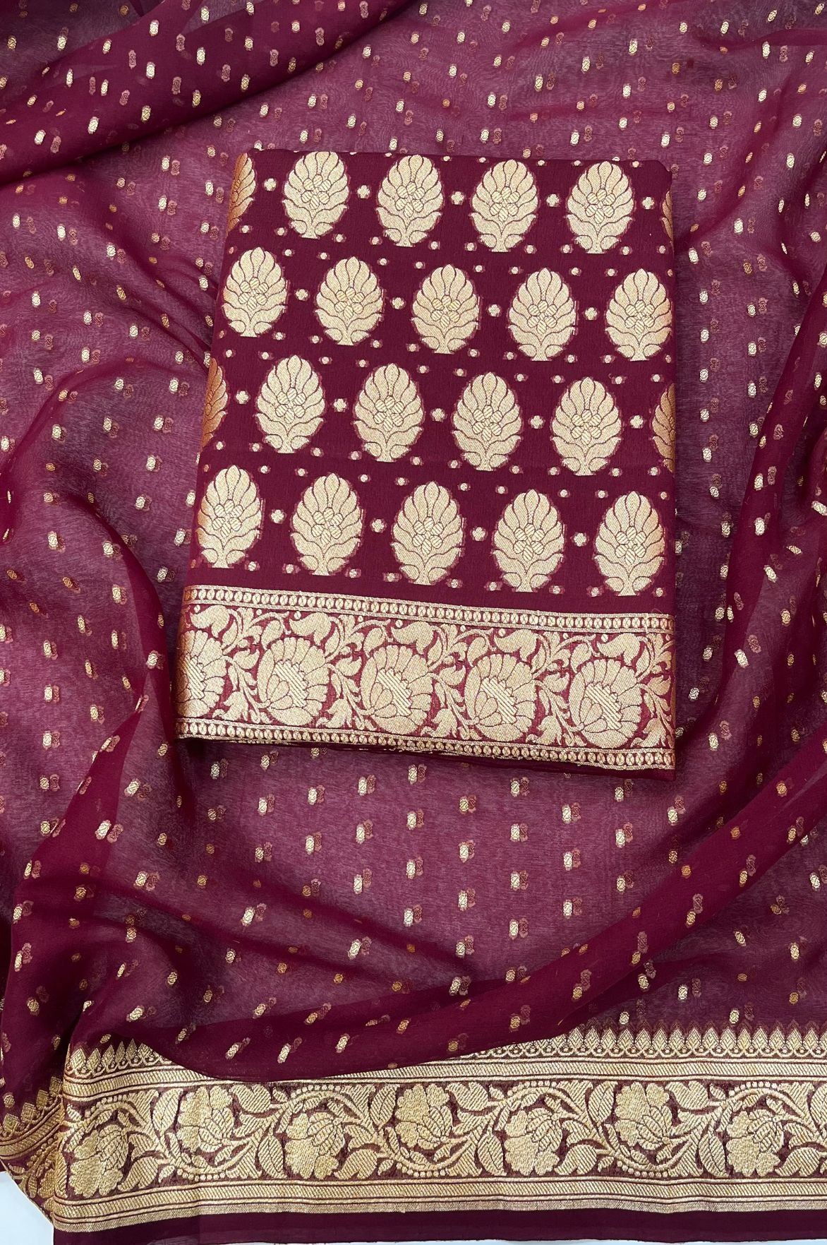 Khaddi Georgette Banarasi Dress Material