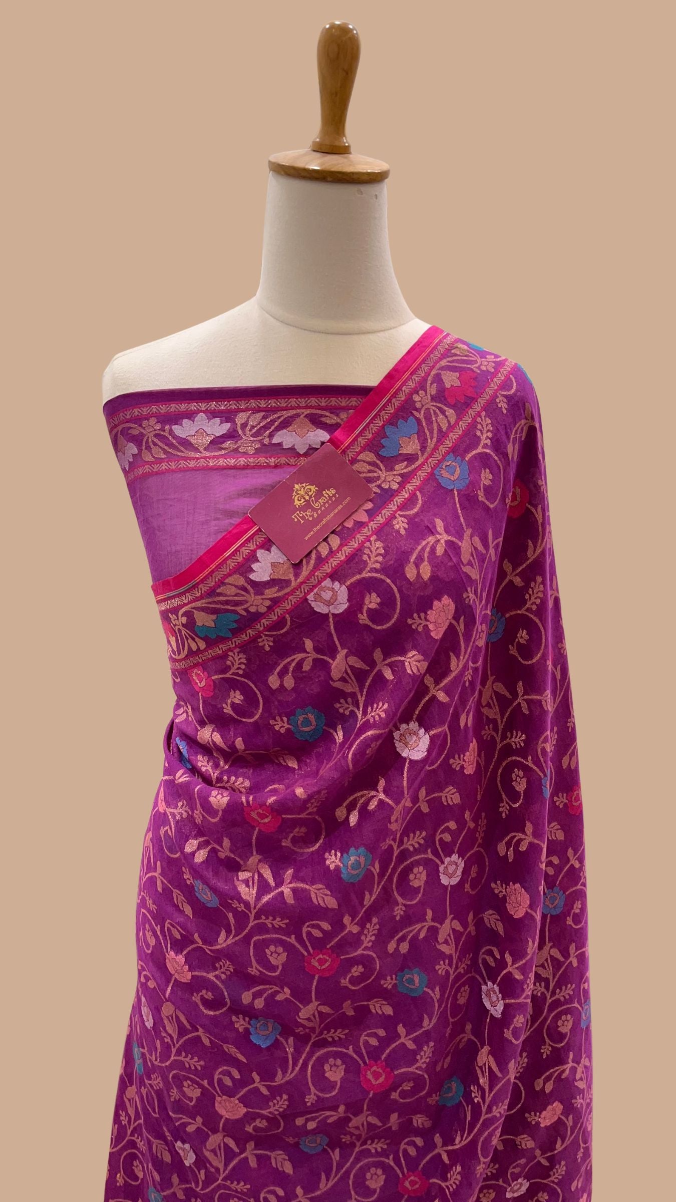 Pure Ektara Cotton Jamdani Banarasi Saree - Tilfi