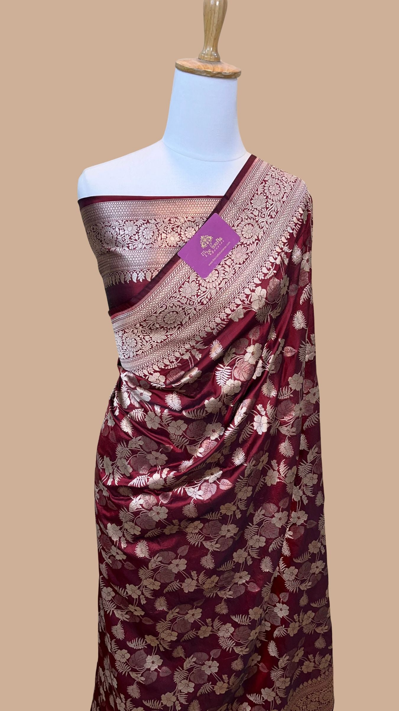Pure Katan Silk Handloom Banarasi Saree - Jaal work
