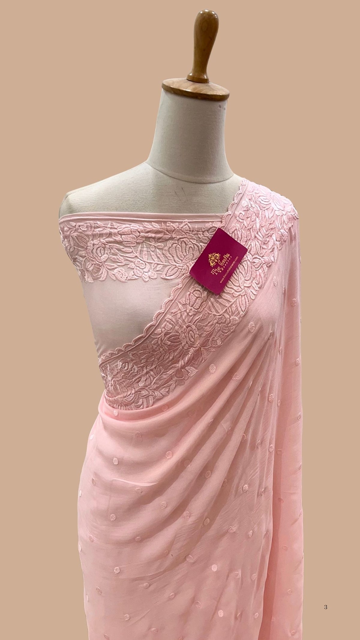 Pure Georgette Chikankari Handloom Banarasi Saree