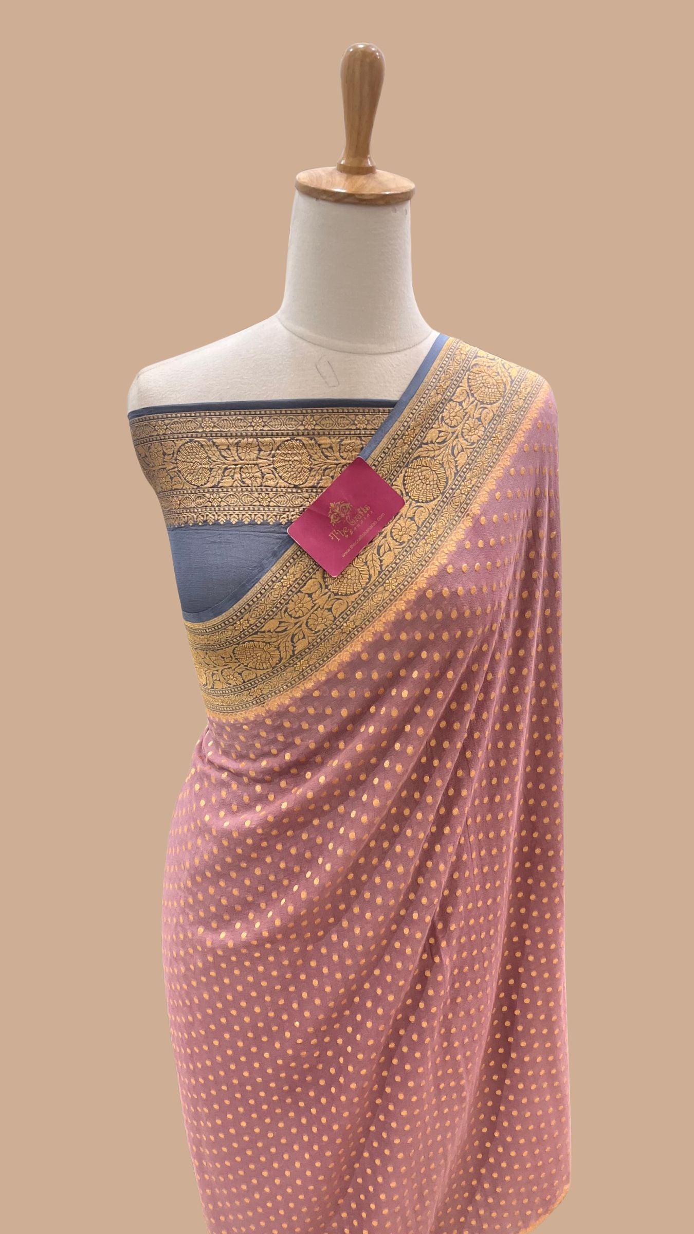 Khaddi Georgette Banarasi Saree - Gold Zari